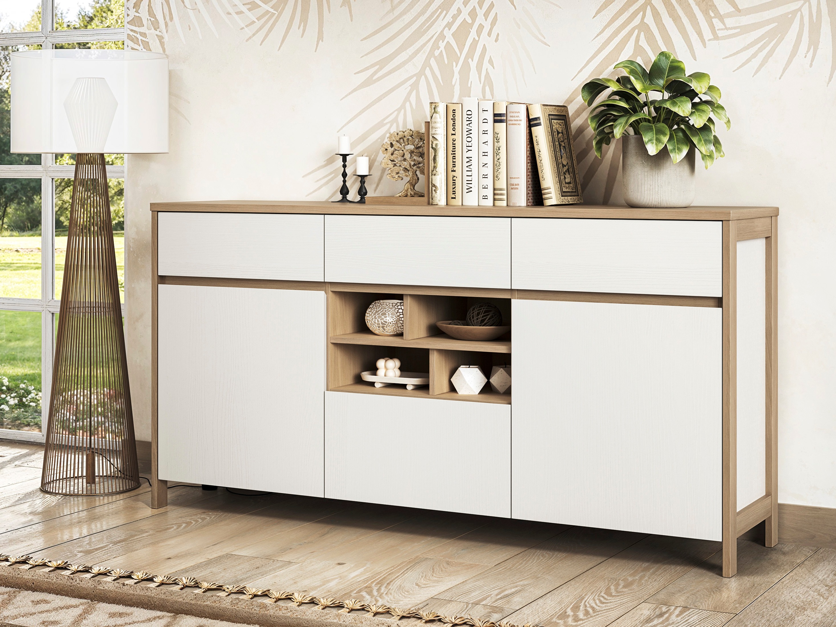 Cómoda Fermaru 104 (Branco + Carvalho)