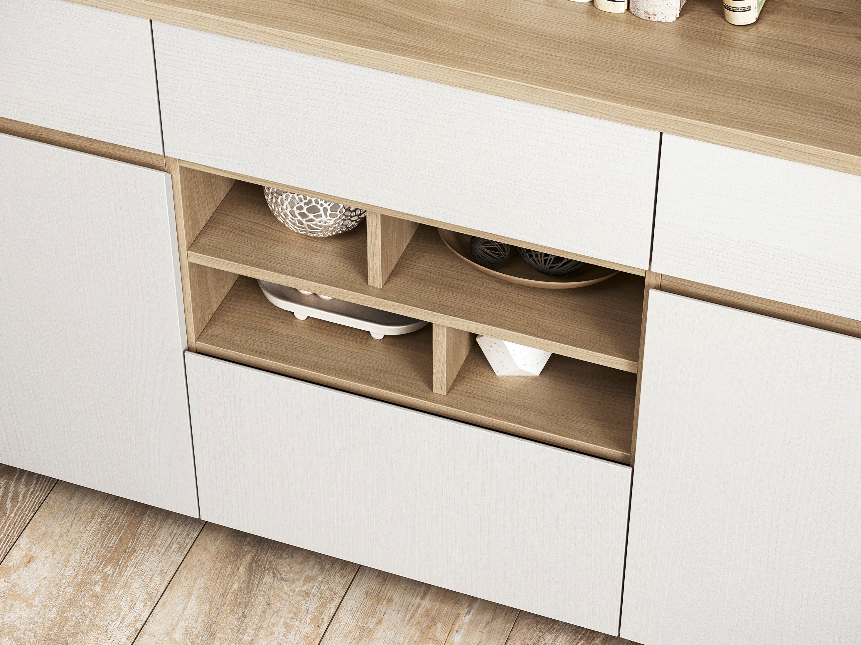 Cómoda Fermaru 104 (Branco + Carvalho)