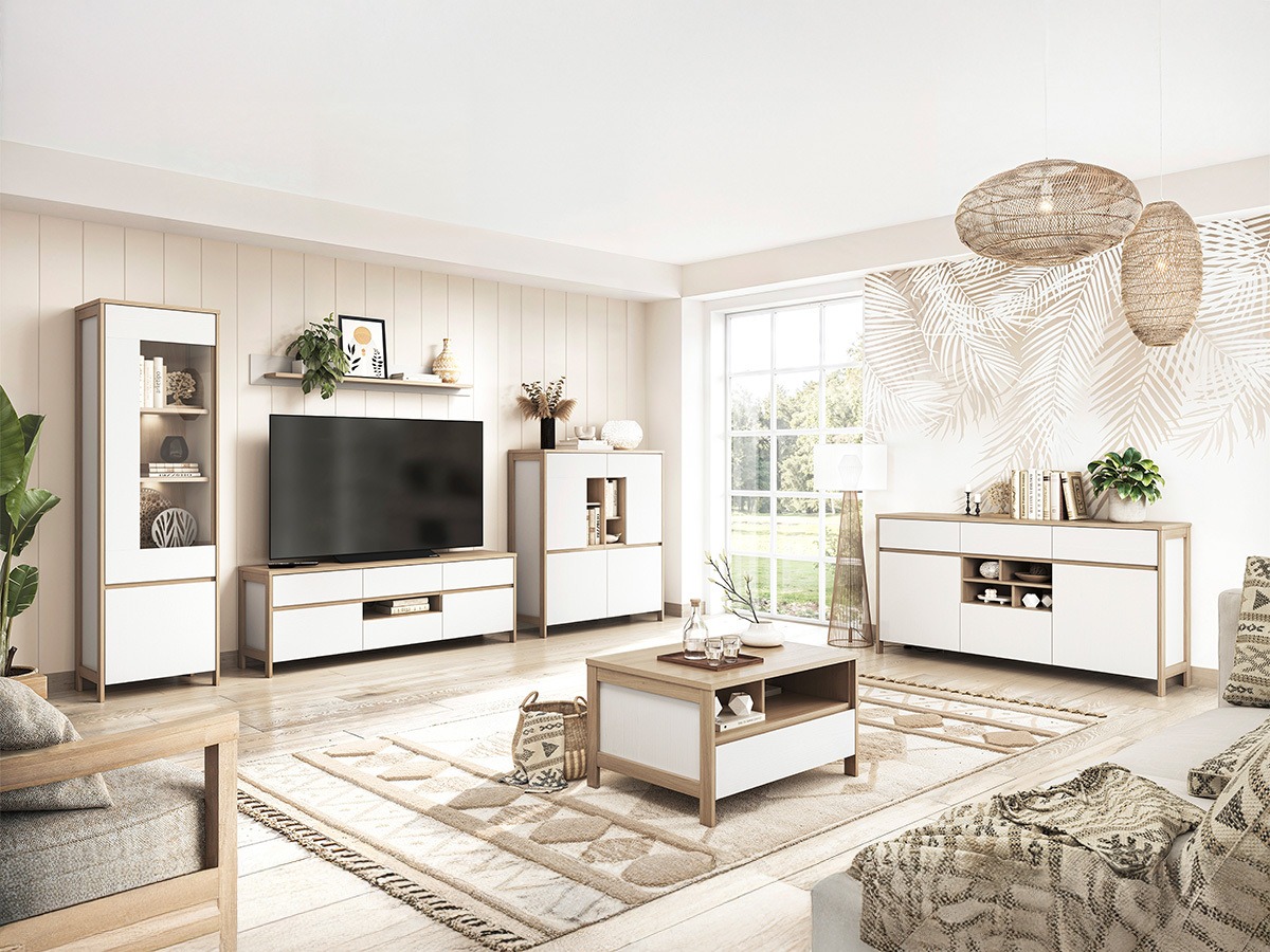 Cómoda Fermaru 104 (Branco + Carvalho)