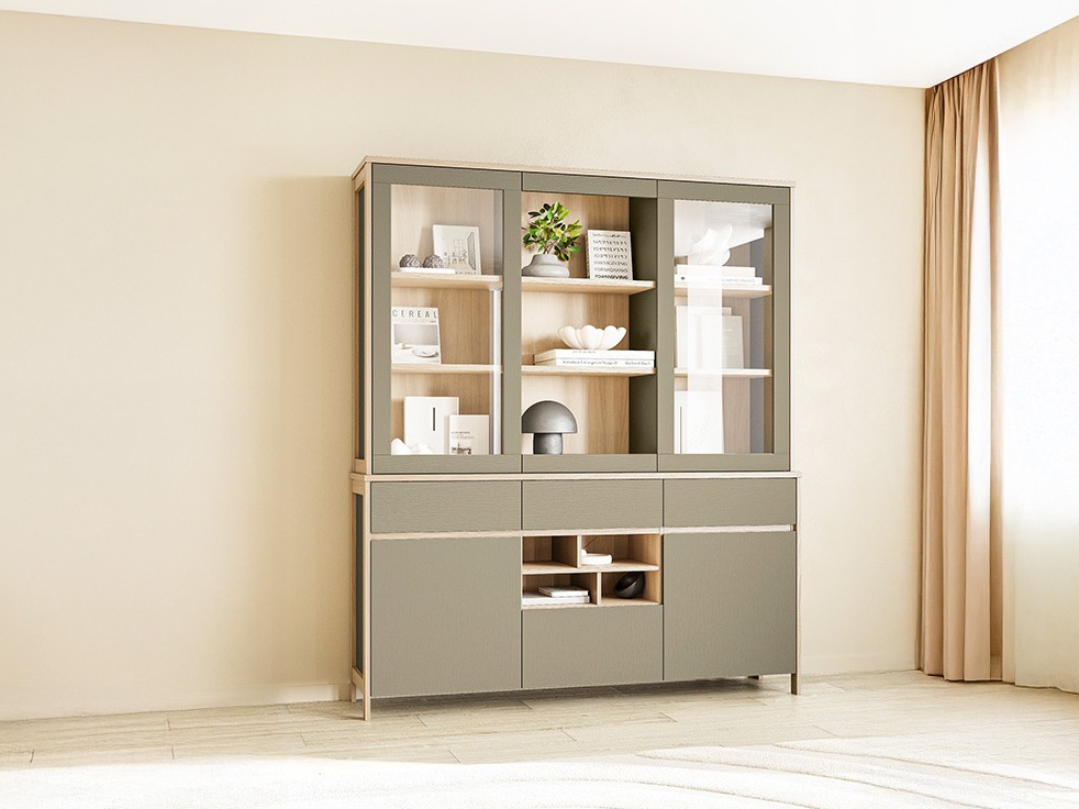 Estante Fermaru 100 (Verde empoeirado + Carvalho)