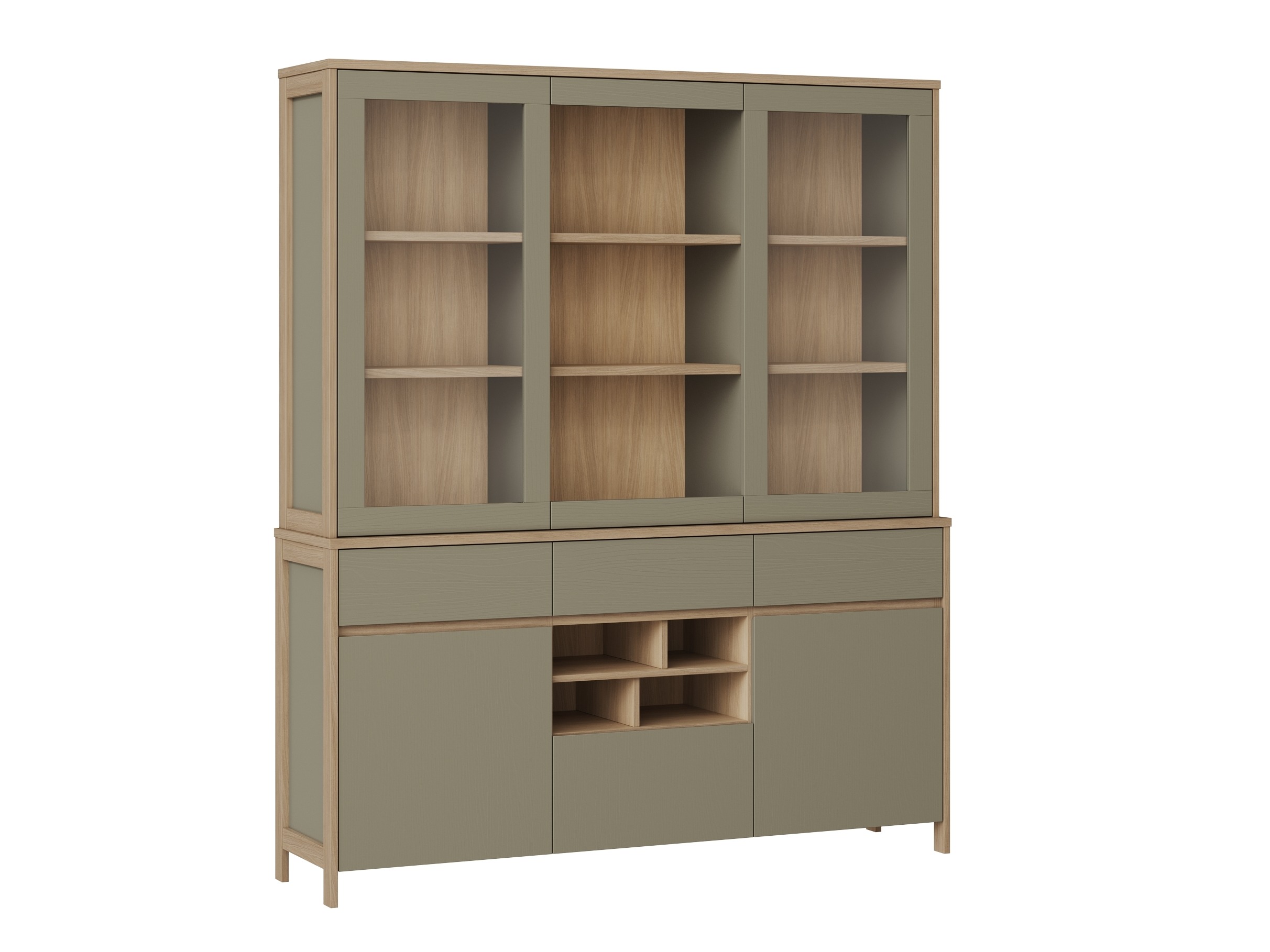 Estante Fermaru 100 (Verde empoeirado + Carvalho)