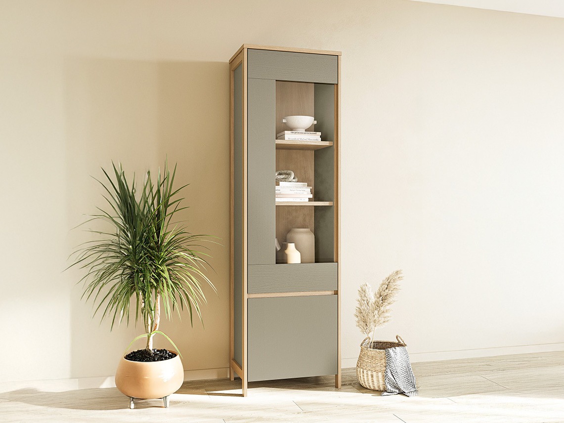 Estante Fermaru 101 (Verde empoeirado + Carvalho)