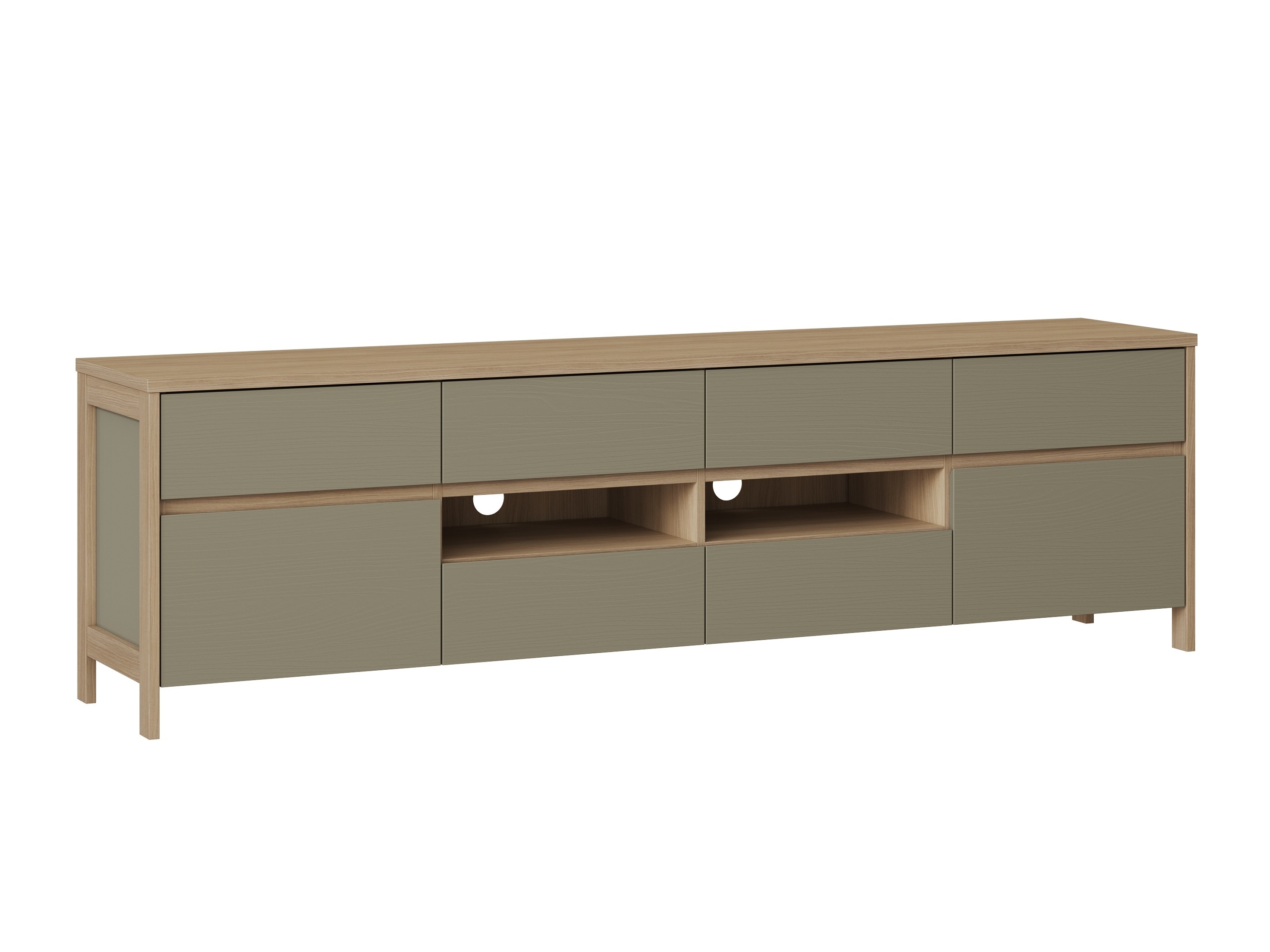 Móvel de TV Fermaru 103 (Verde empoeirado + Carvalho)