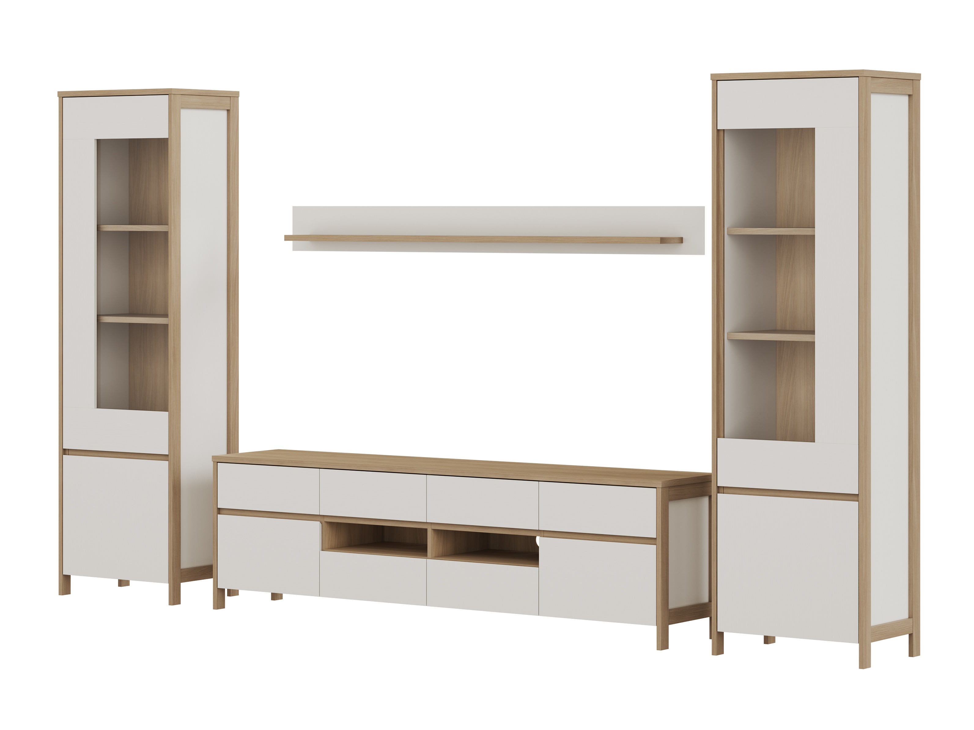 Conjunto para sala de estar Fermaru 111 (Branco + Carvalho)