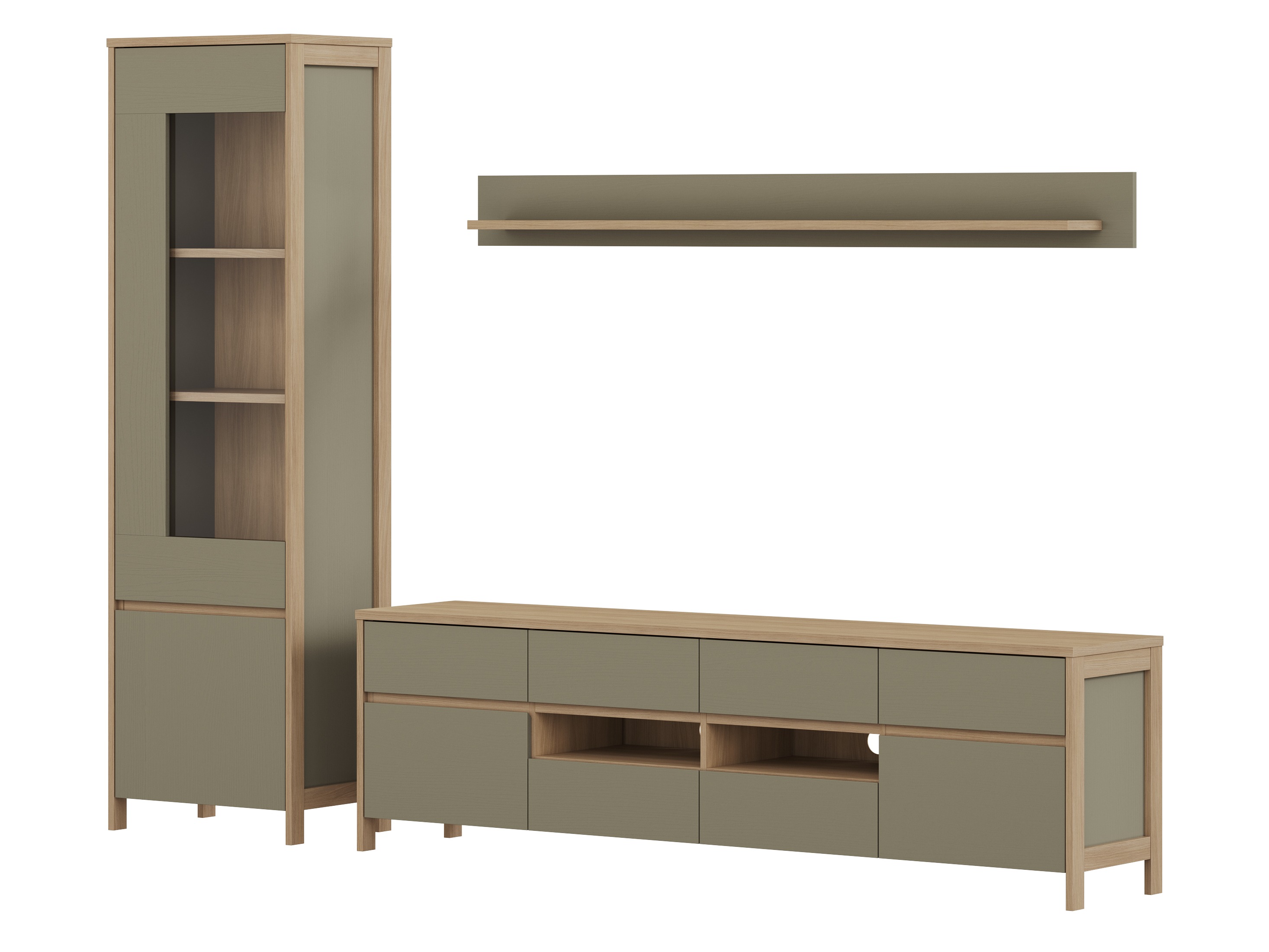 Conjunto para sala de estar Fermaru 113 (Verde acinzentado + Carvalho)