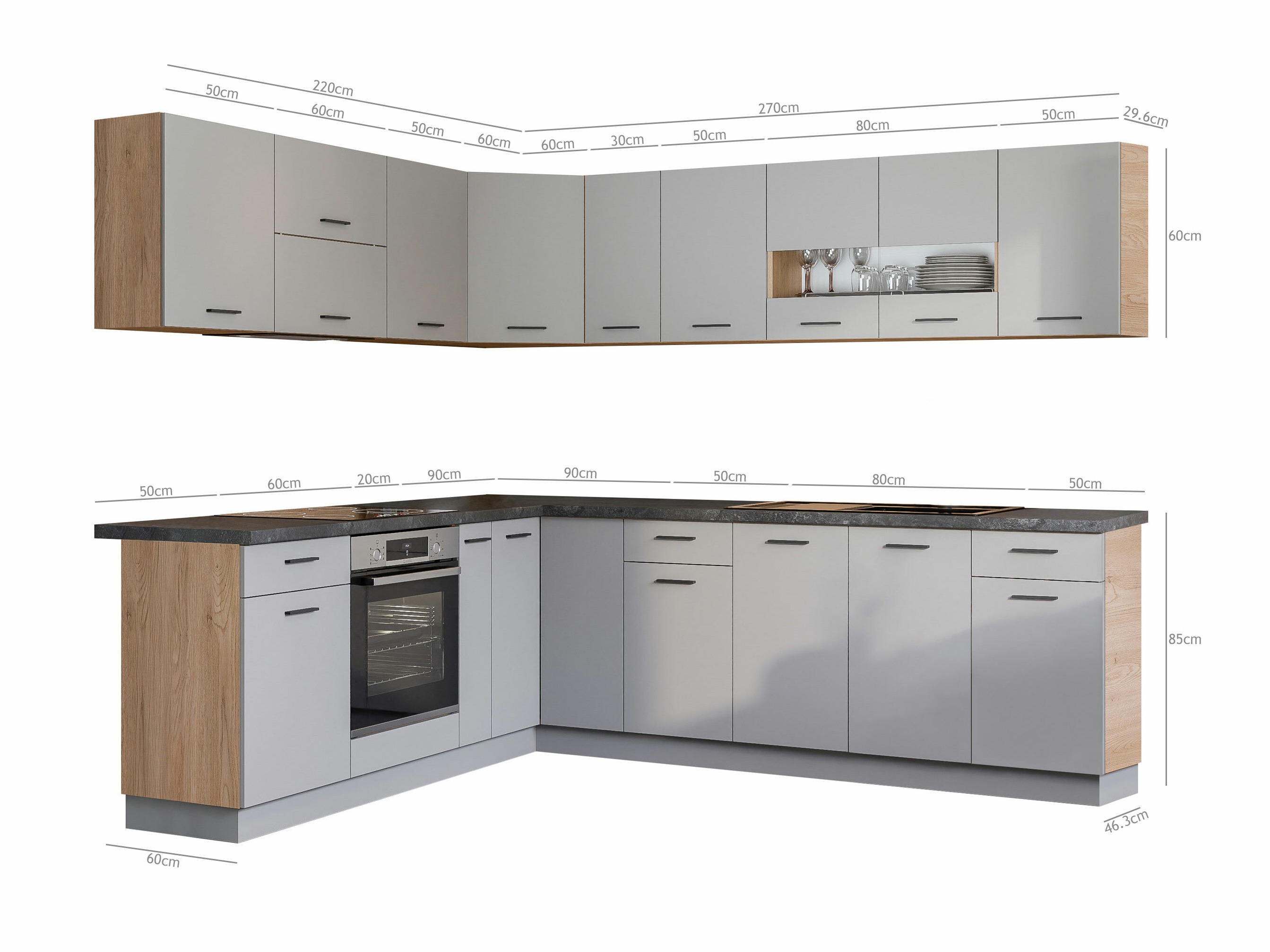 Conjunto de cozinha modular Ati Grey 131