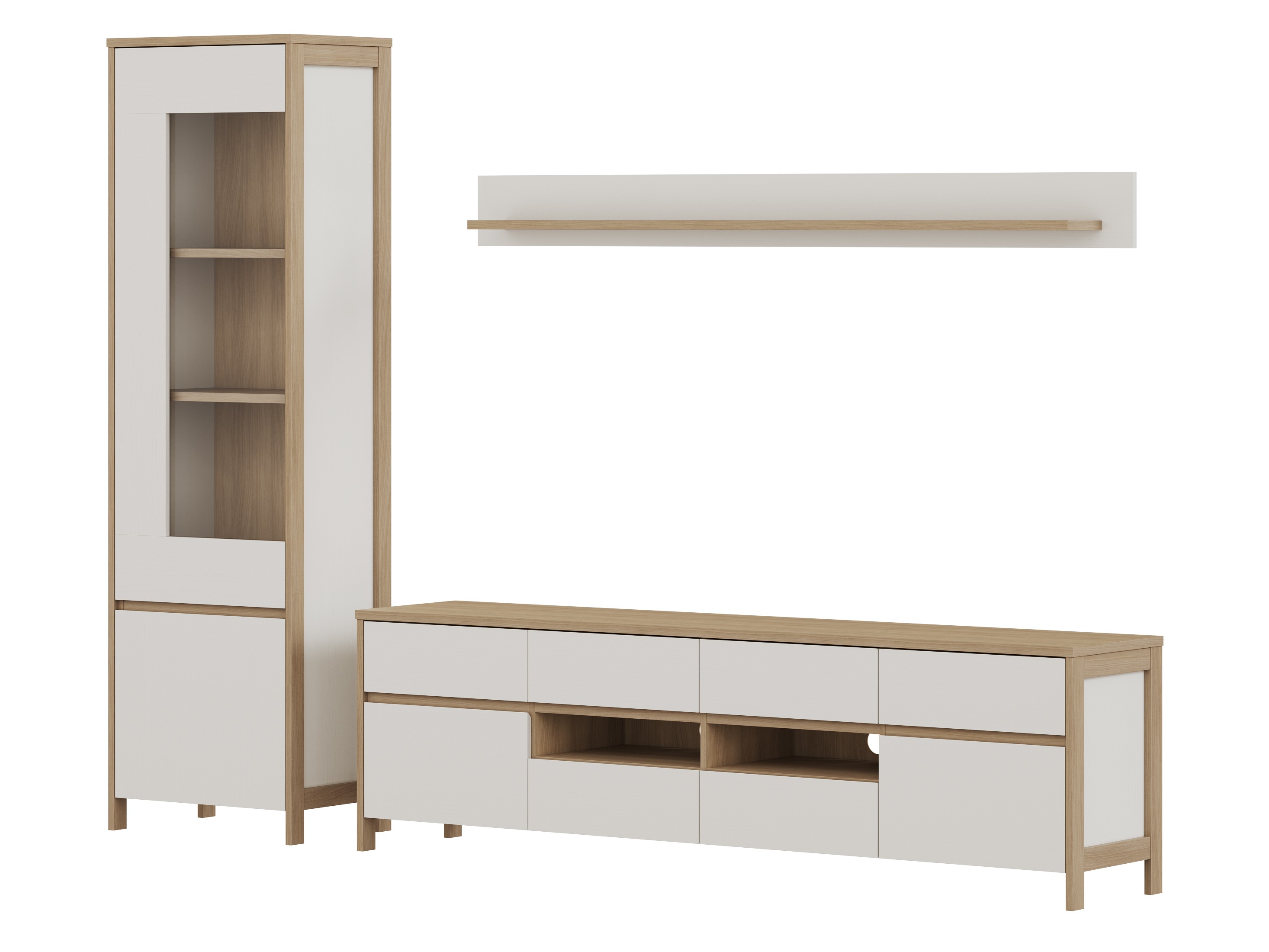 Conjunto para sala de estar Fermaru 113 (Branco + Carvalho)