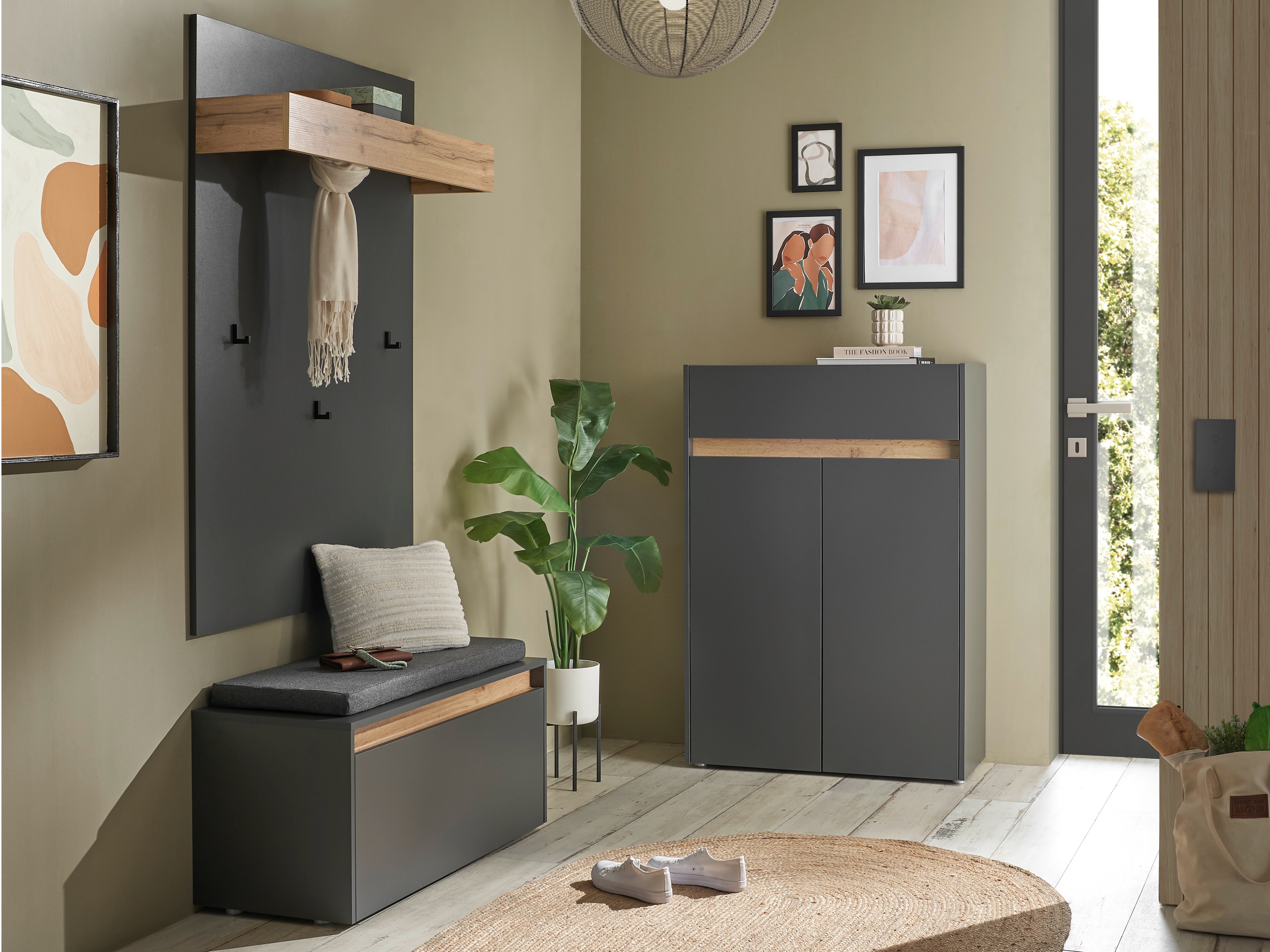 Conjunto para corredor Elbsori 176 (Antracite + Carvalho wotan)