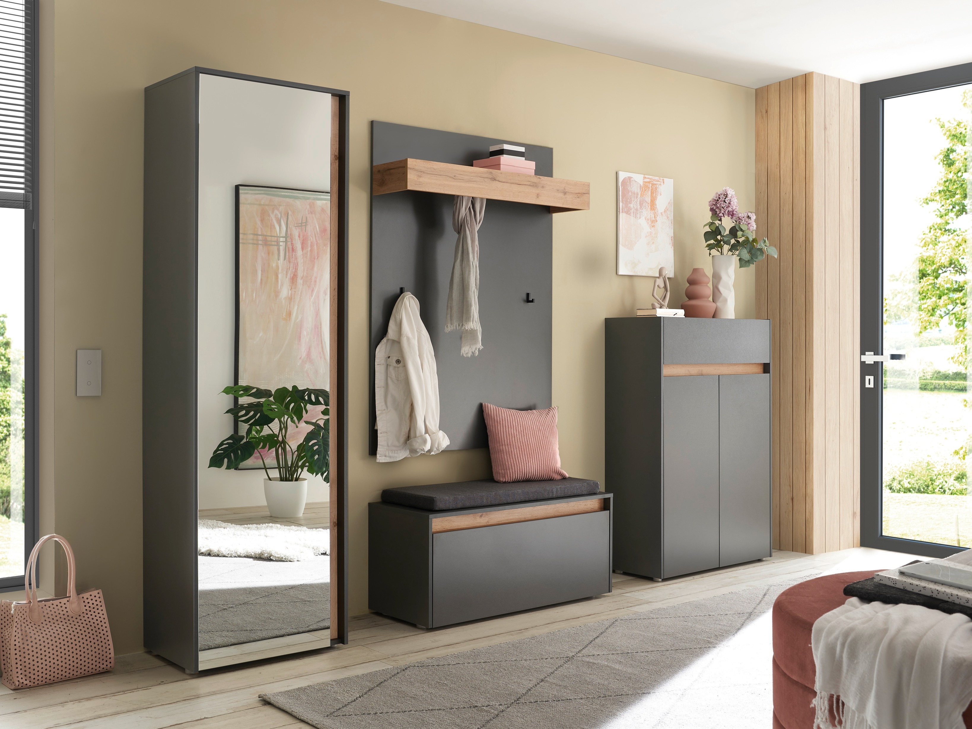 Conjunto para corredor Elbsori 176 (Antracite + Carvalho wotan)