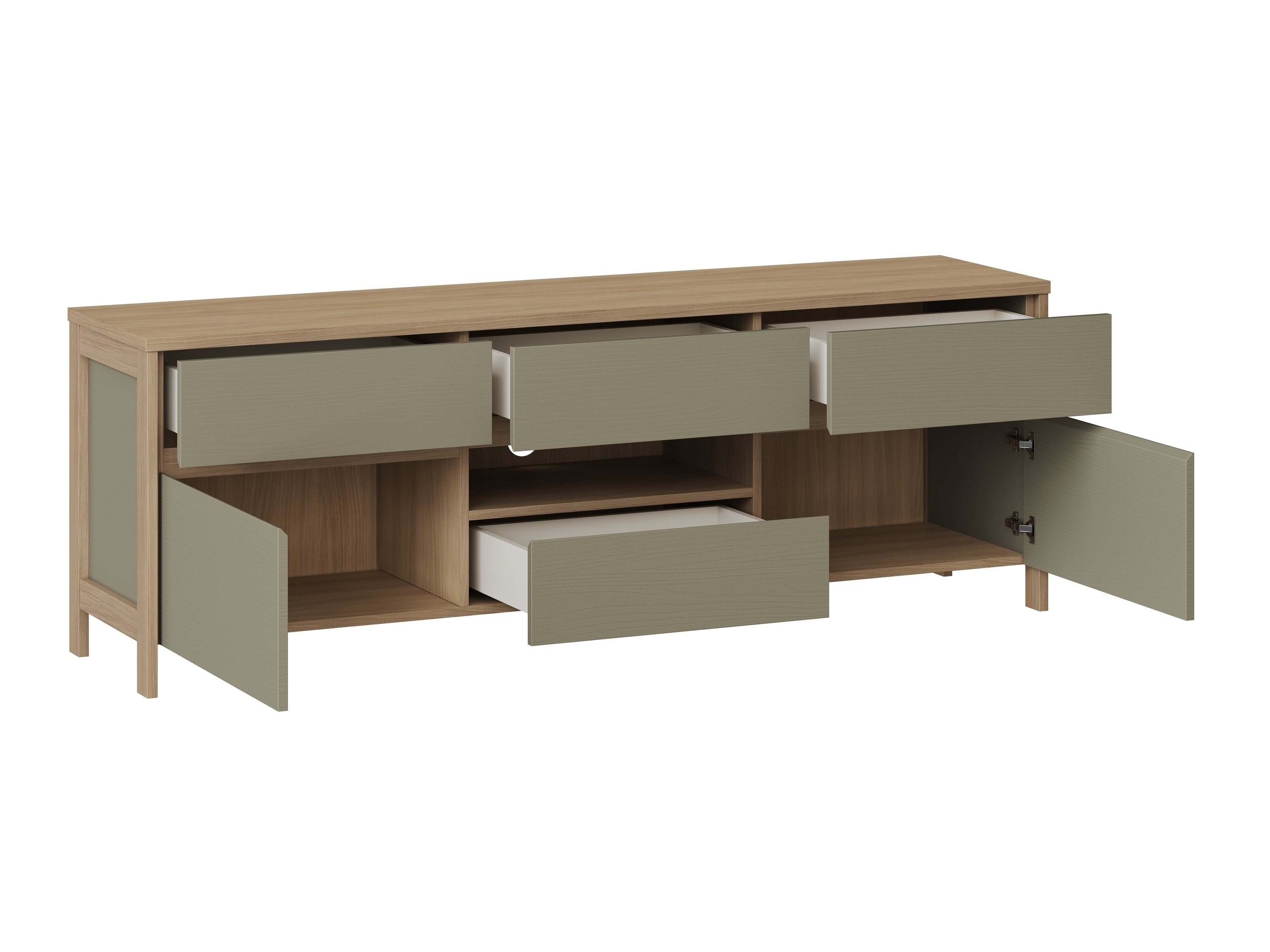 Conjunto para sala de estar Fermaru 110 (Verde empoeirado + Carvalho)