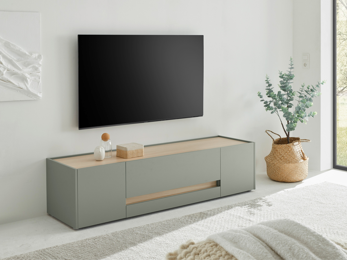 Móvel de TV Elbsori 115 (Verde + Carvalho)