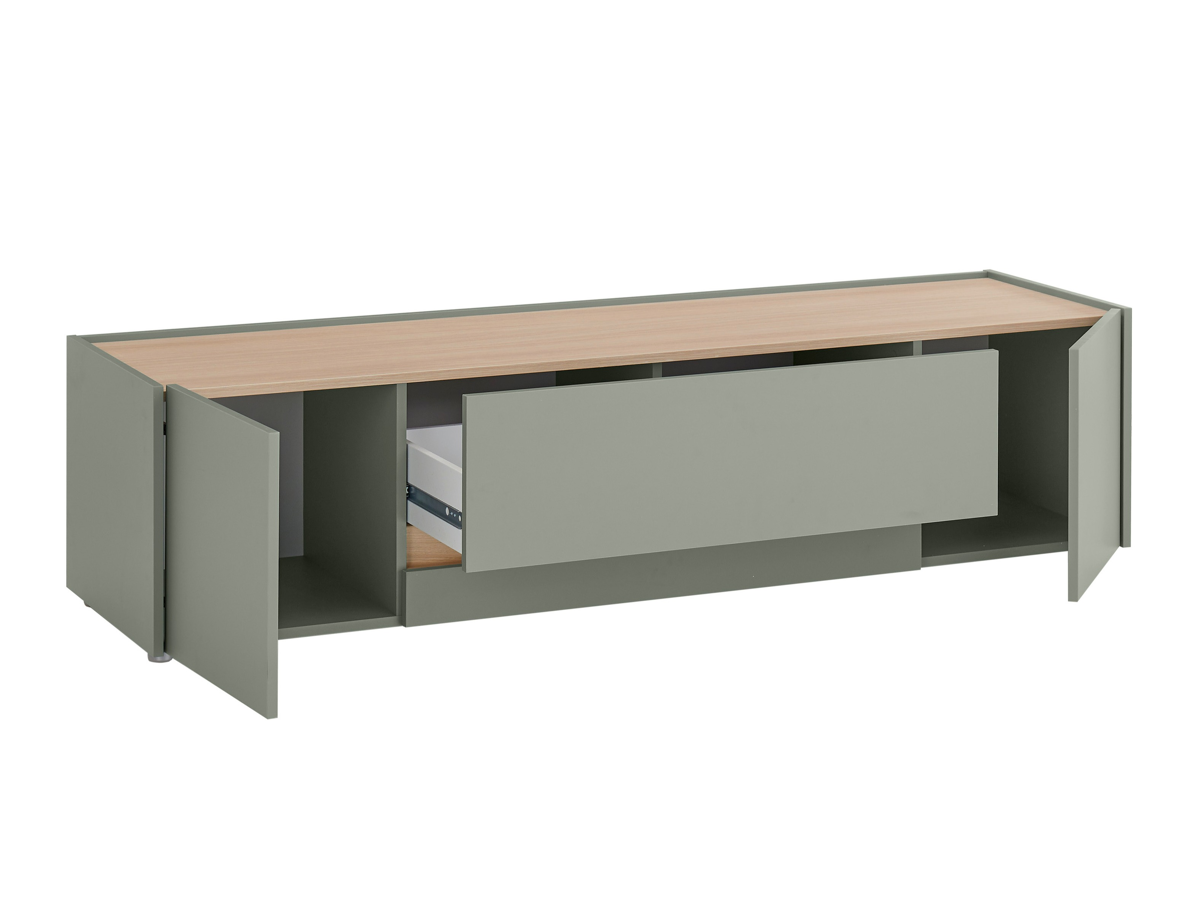 Móvel de TV Elbsori 115 (Verde + Carvalho)