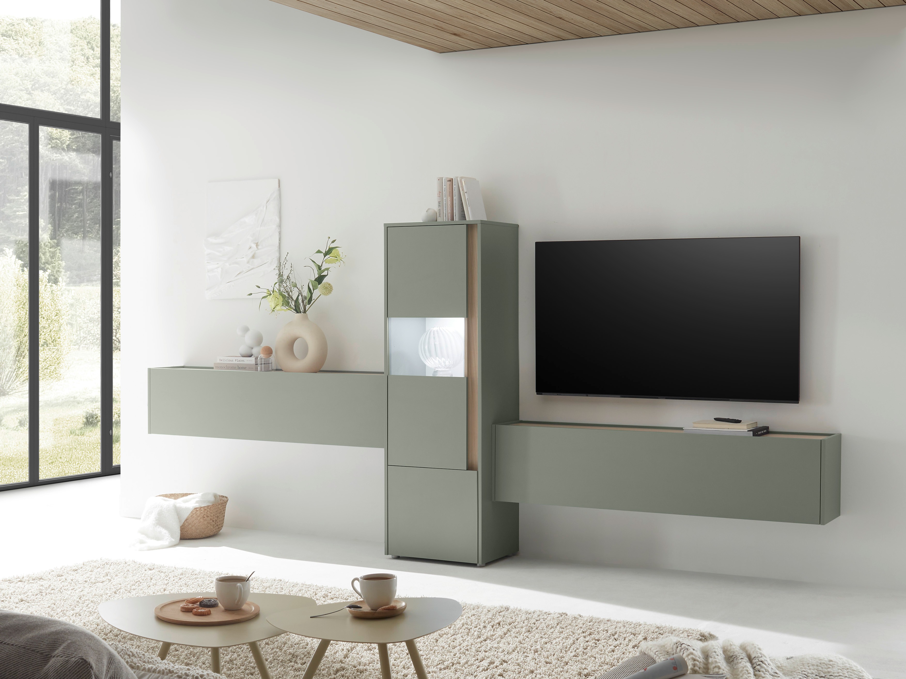 Conjunto para sala de estar Elbsori 122 (Verde + Carvalho)
