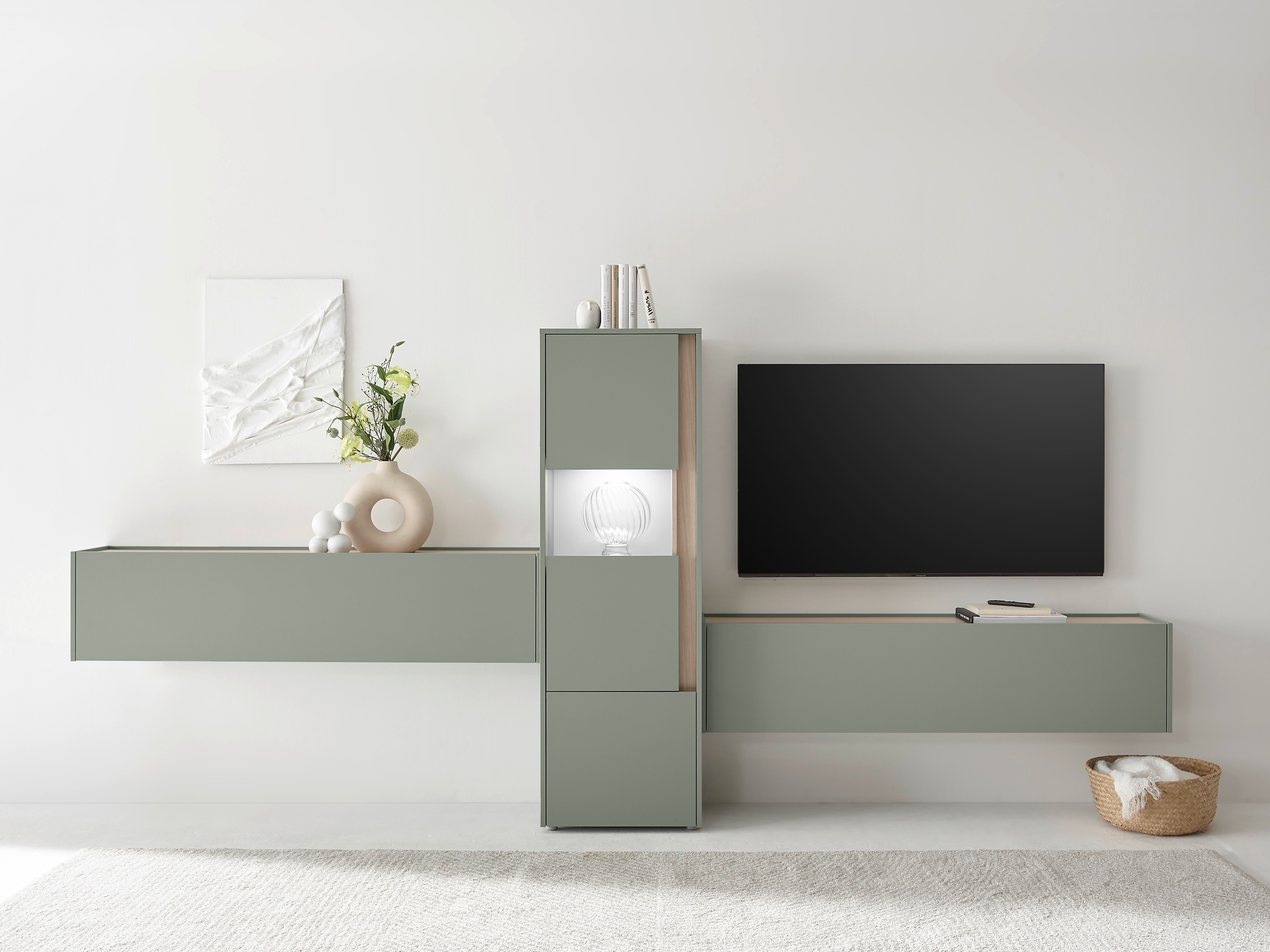 Conjunto para sala de estar Elbsori 122 (Verde + Carvalho)