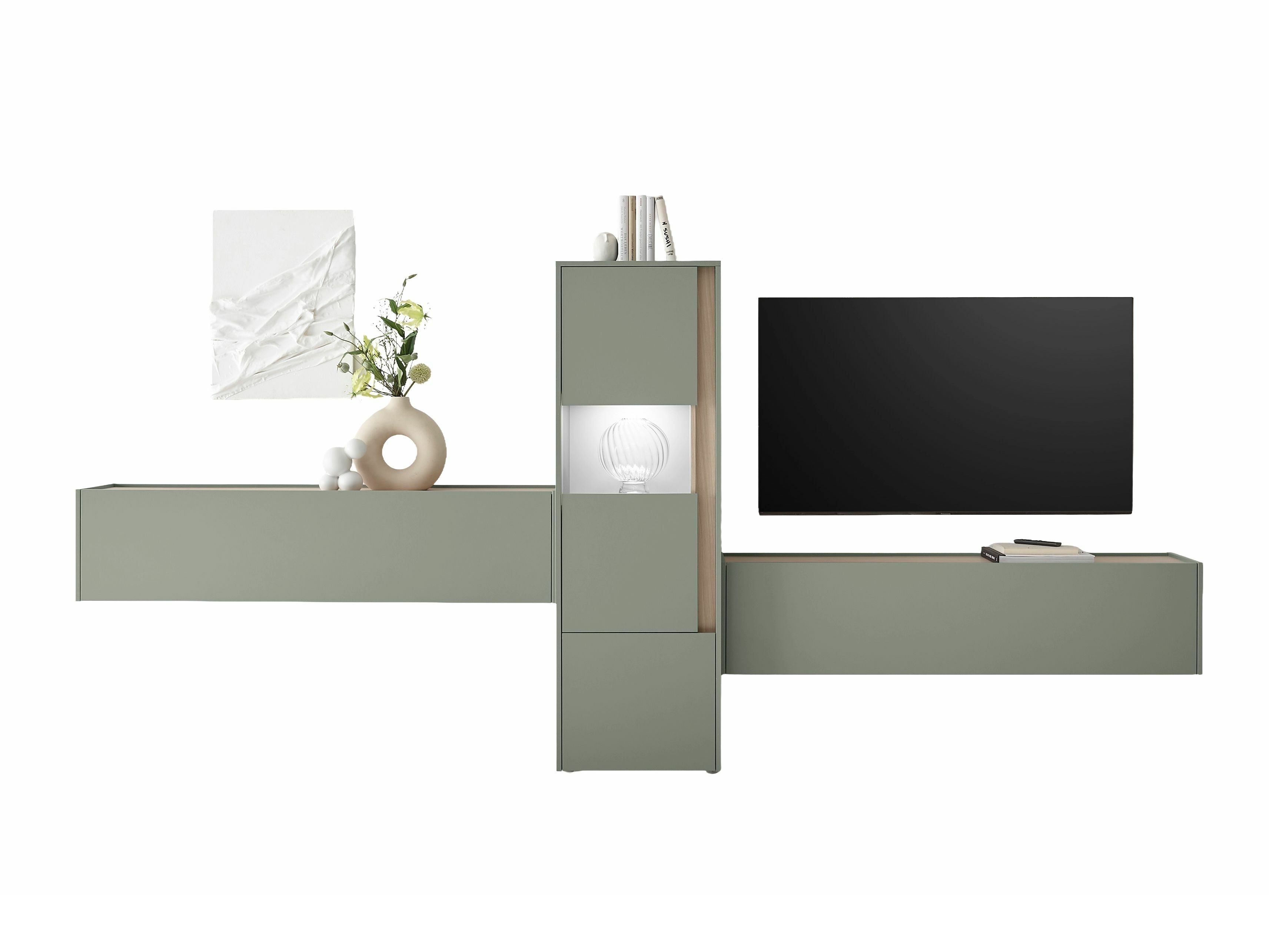 Conjunto para sala de estar Elbsori 122 (Verde + Carvalho)