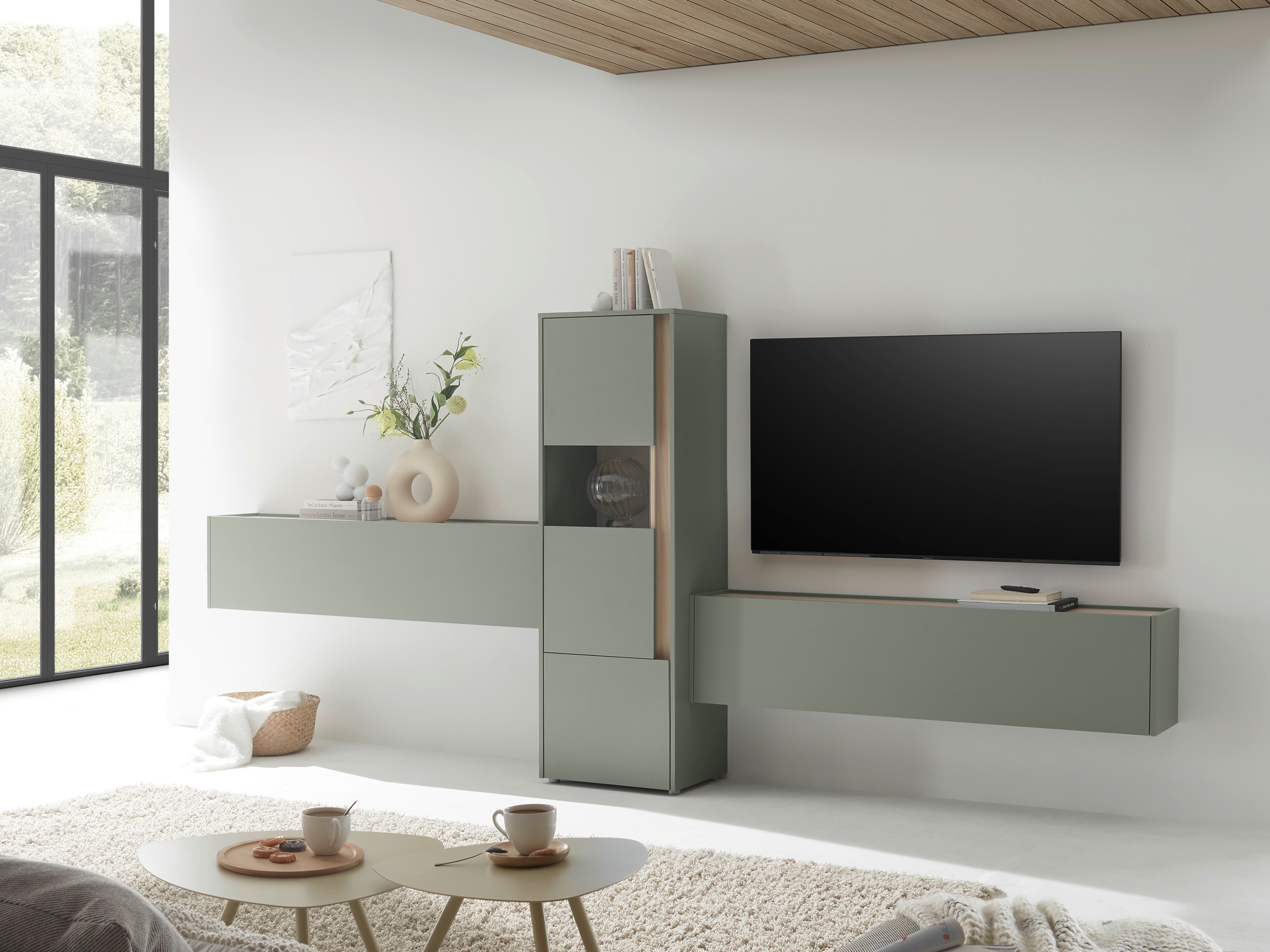 Conjunto para sala de estar Elbsori 122 (Verde + Carvalho)