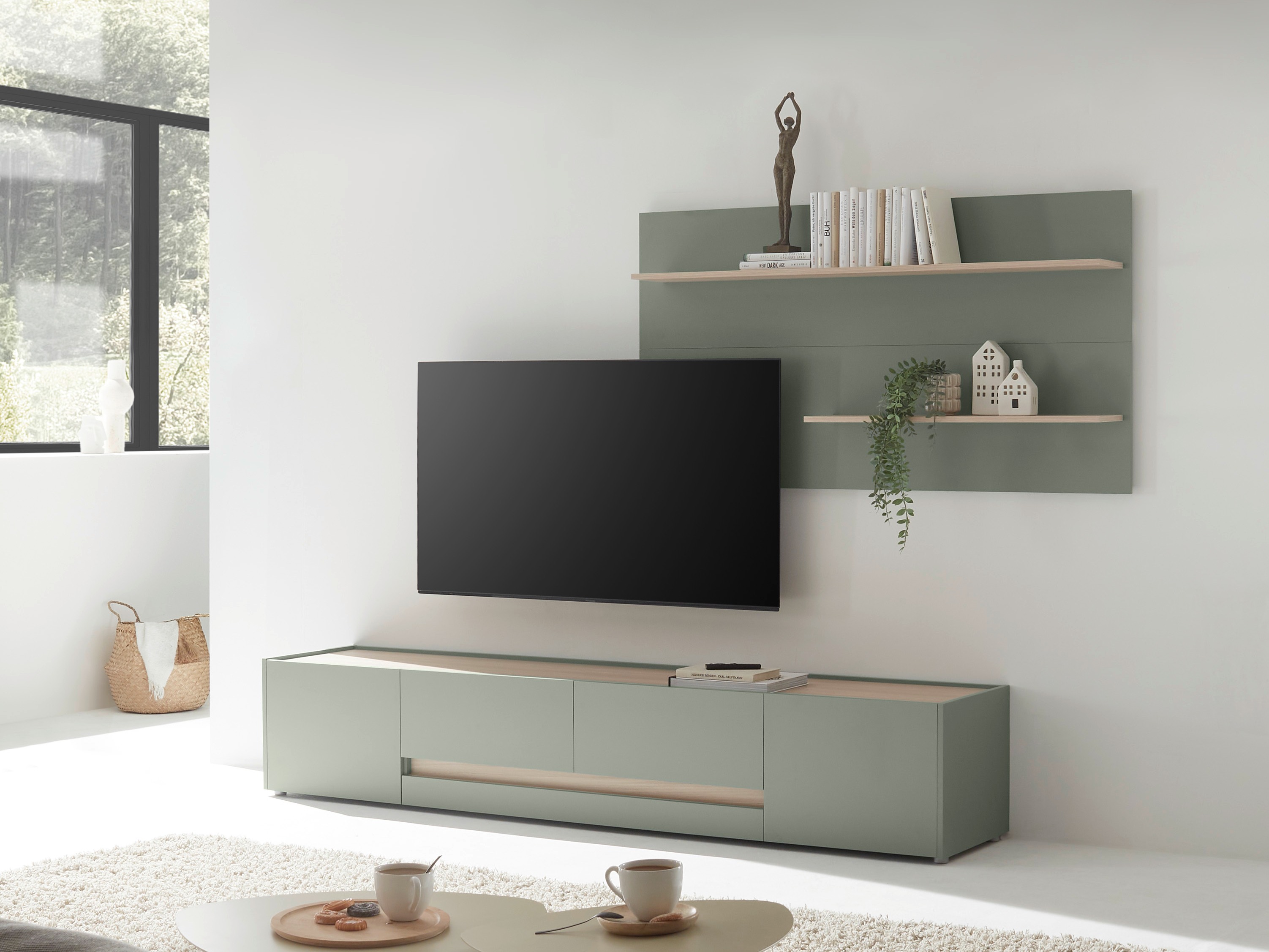 Conjunto para sala de estar Elbsori 124 (Verde + Carvalho)