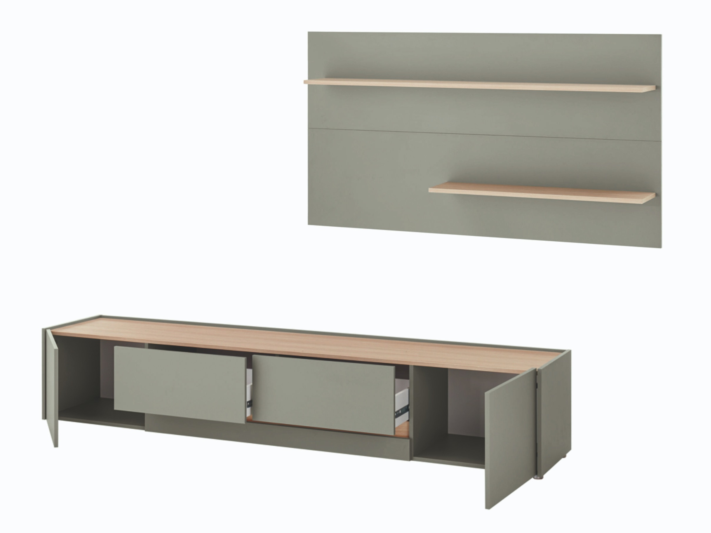 Conjunto para sala de estar Elbsori 124 (Verde + Carvalho)