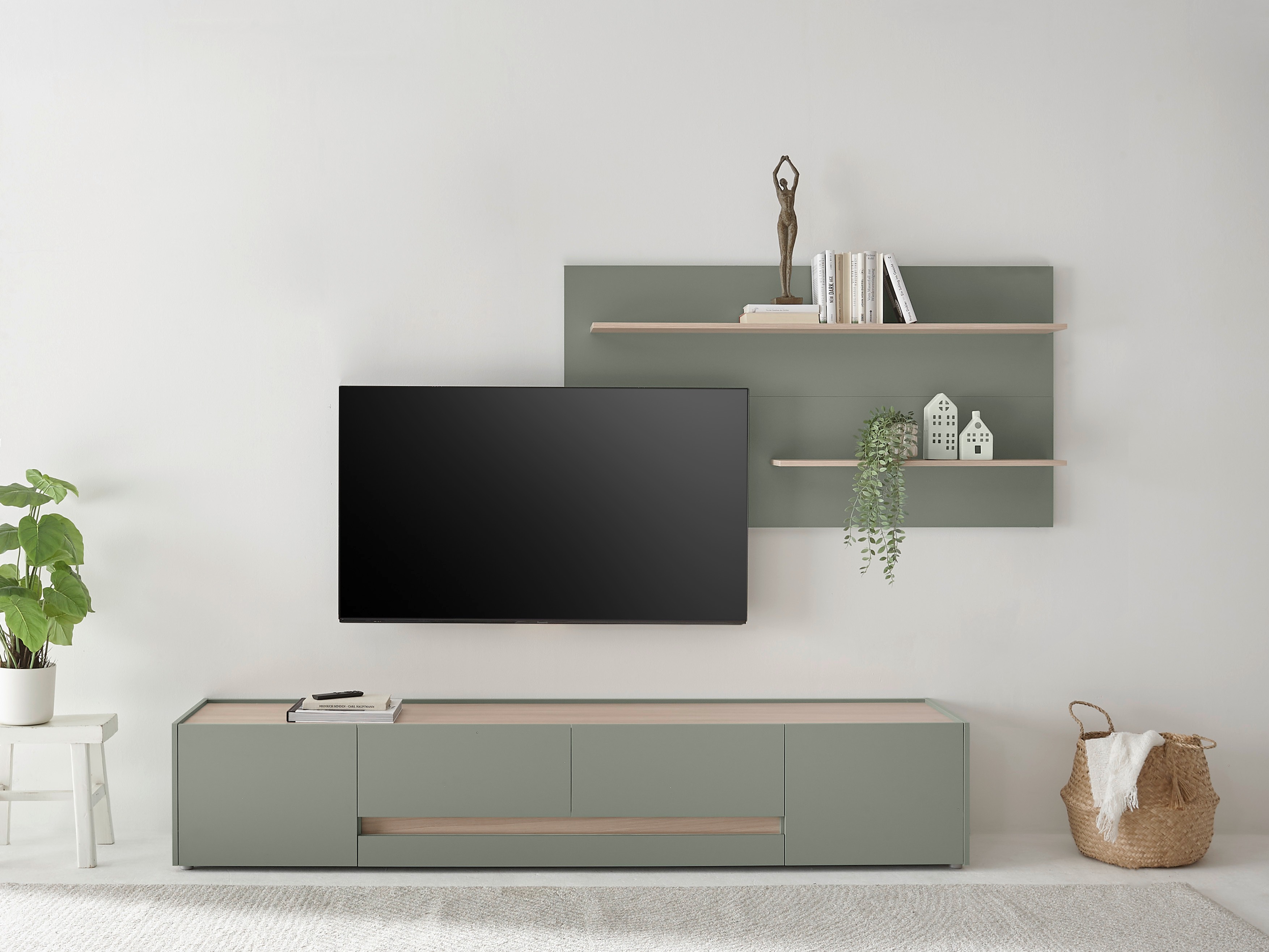 Conjunto para sala de estar Elbsori 124 (Verde + Carvalho)