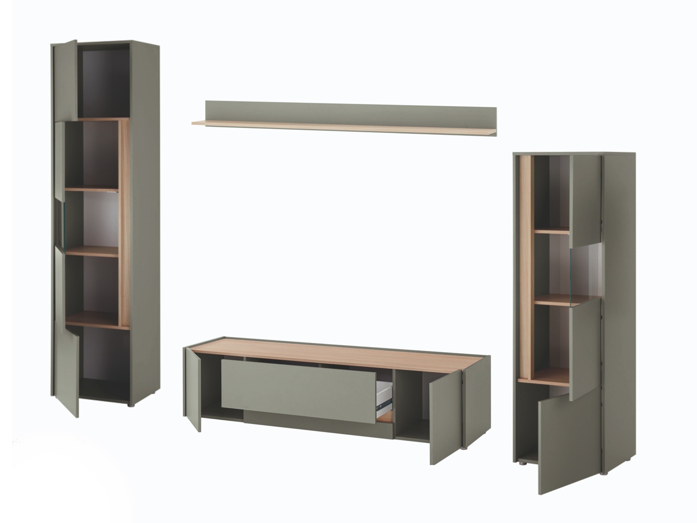 Conjunto para sala de estar Elbsori 130 (Verde + Carvalho)