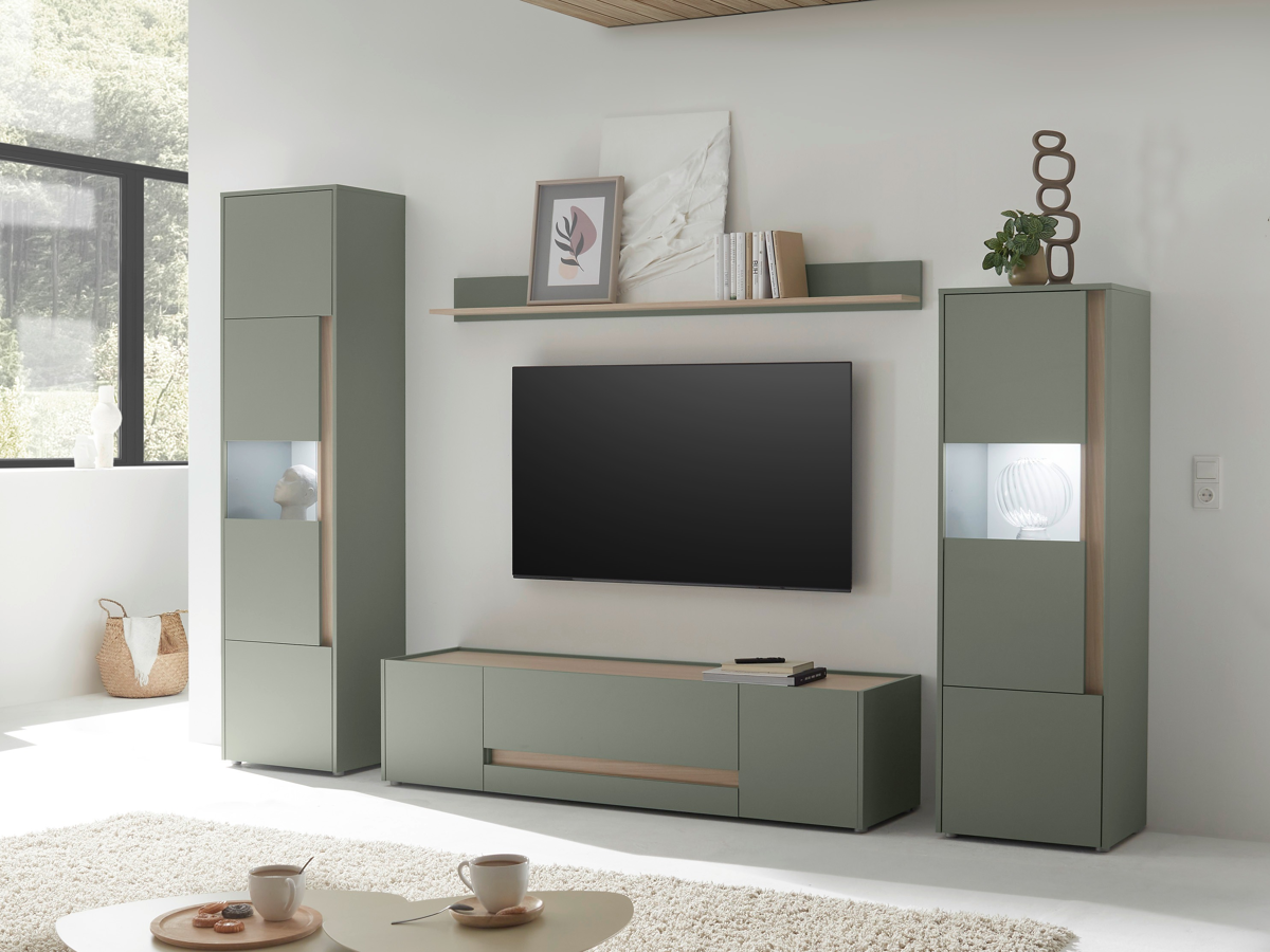 Conjunto para sala de estar Elbsori 130 (Verde + Carvalho)