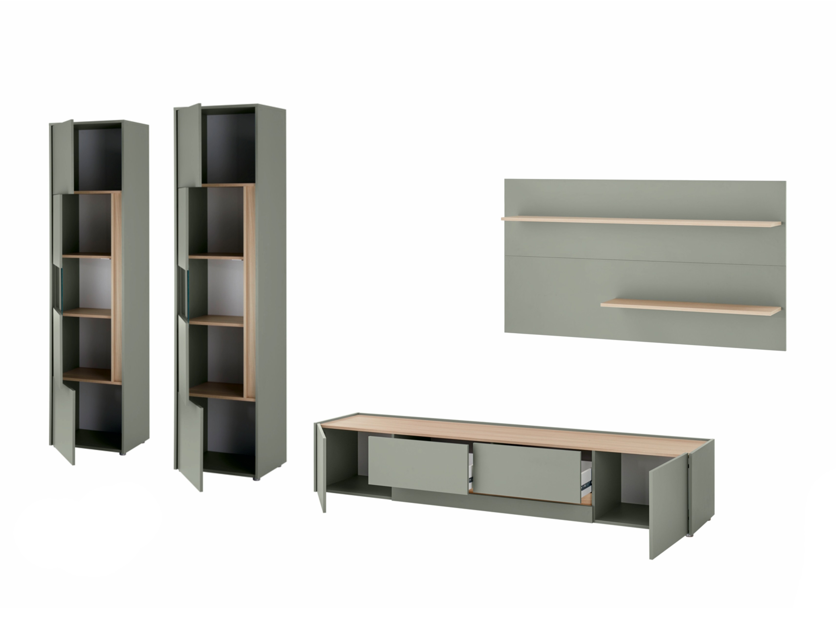 Conjunto para sala de estar Elbsori 132 (Verde + Carvalho)