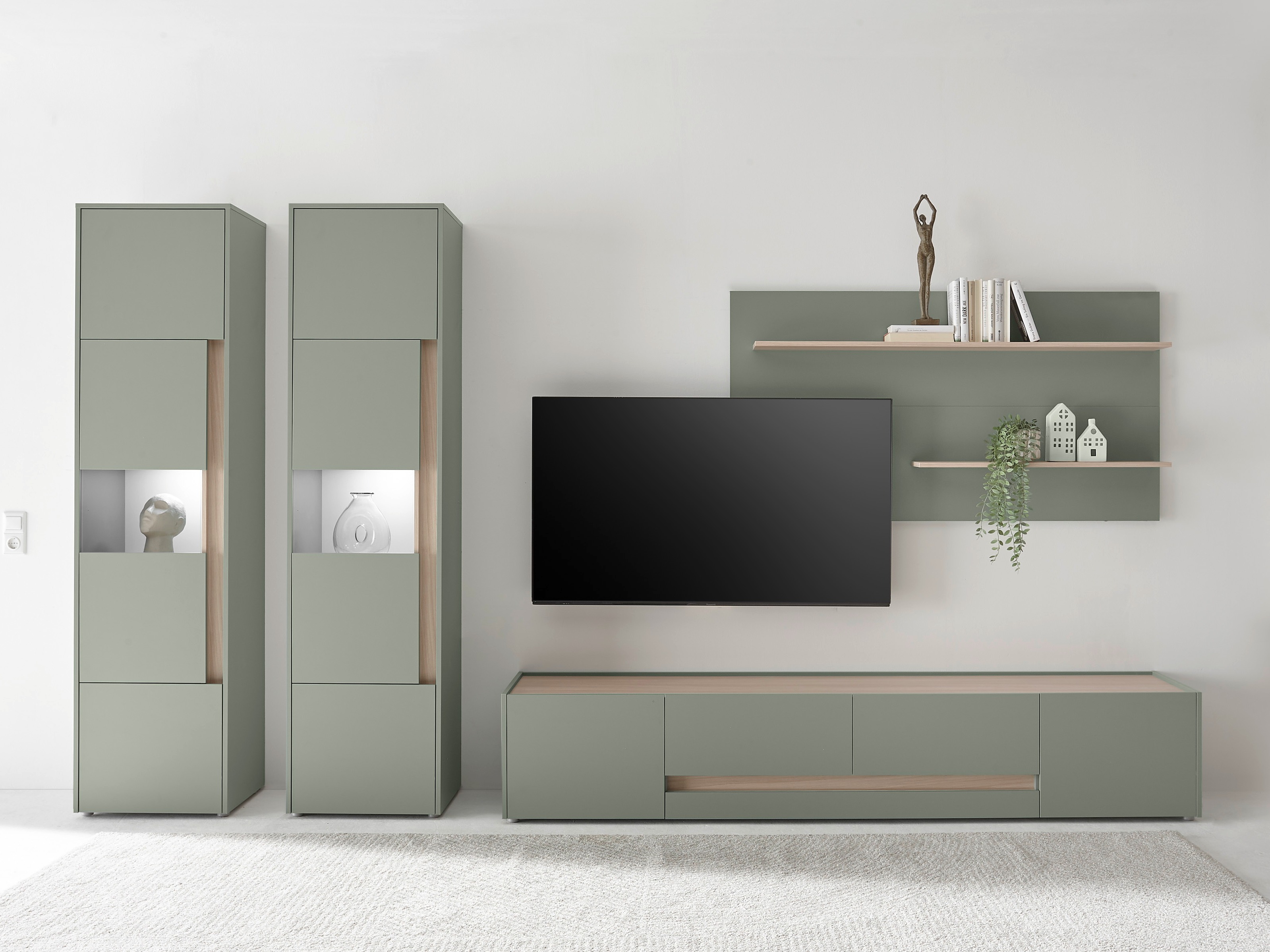 Conjunto para sala de estar Elbsori 132 (Verde + Carvalho)