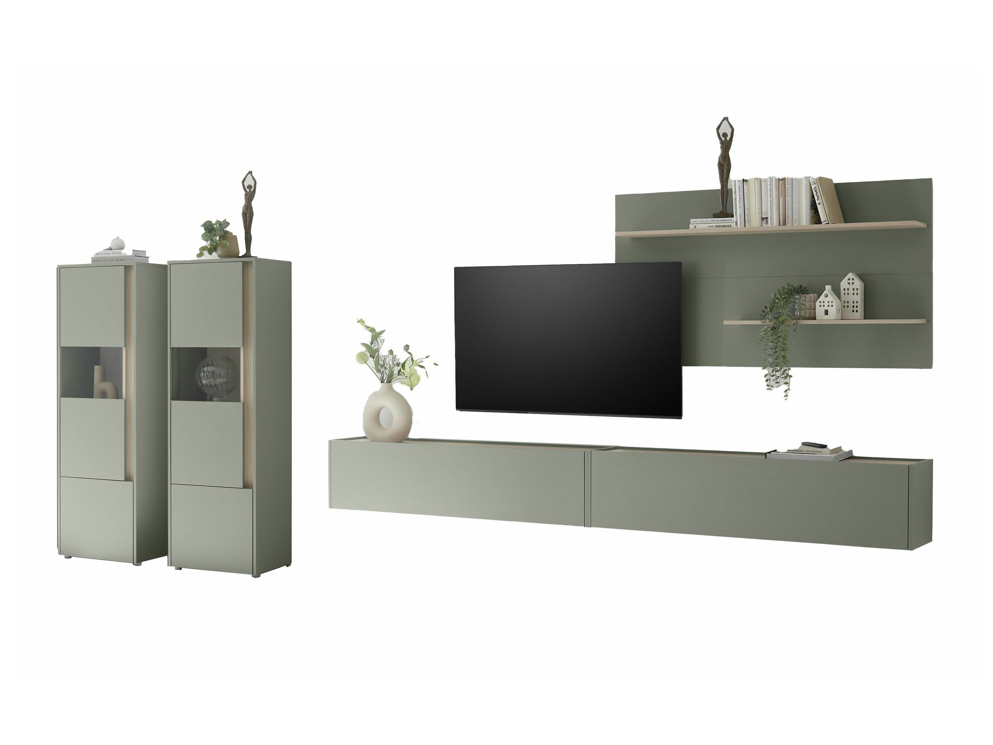 Conjunto para sala de estar Elbsori 135 (Verde + Carvalho)