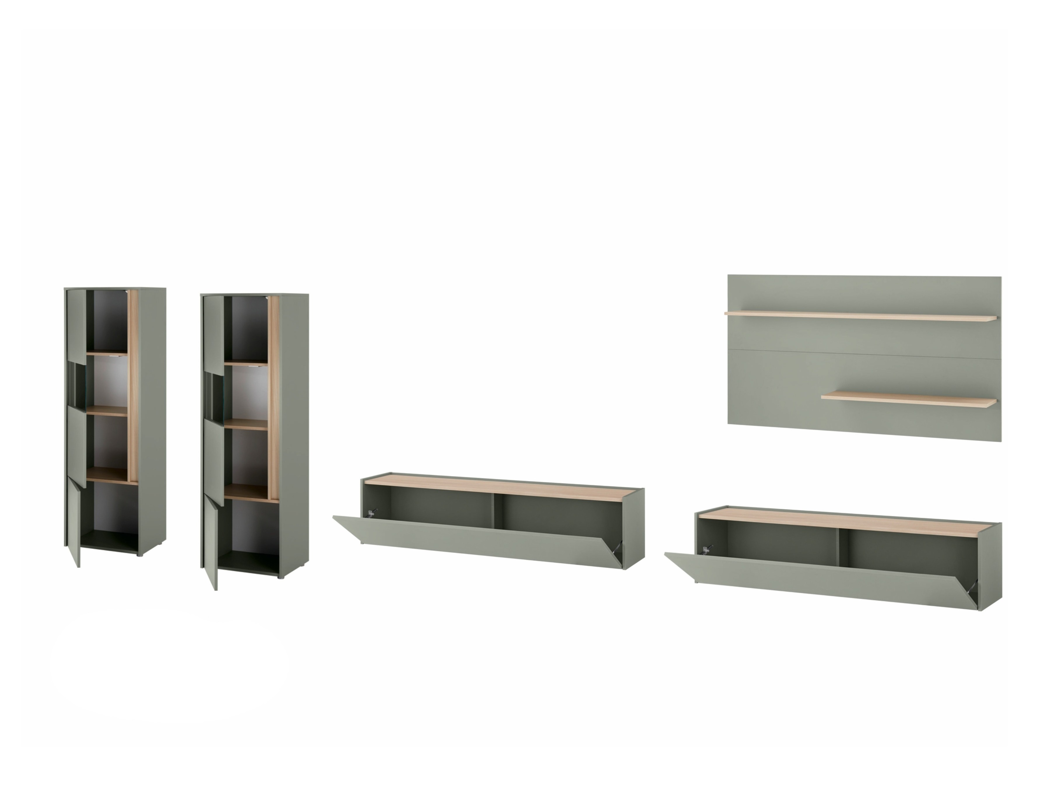 Conjunto para sala de estar Elbsori 135 (Verde + Carvalho)