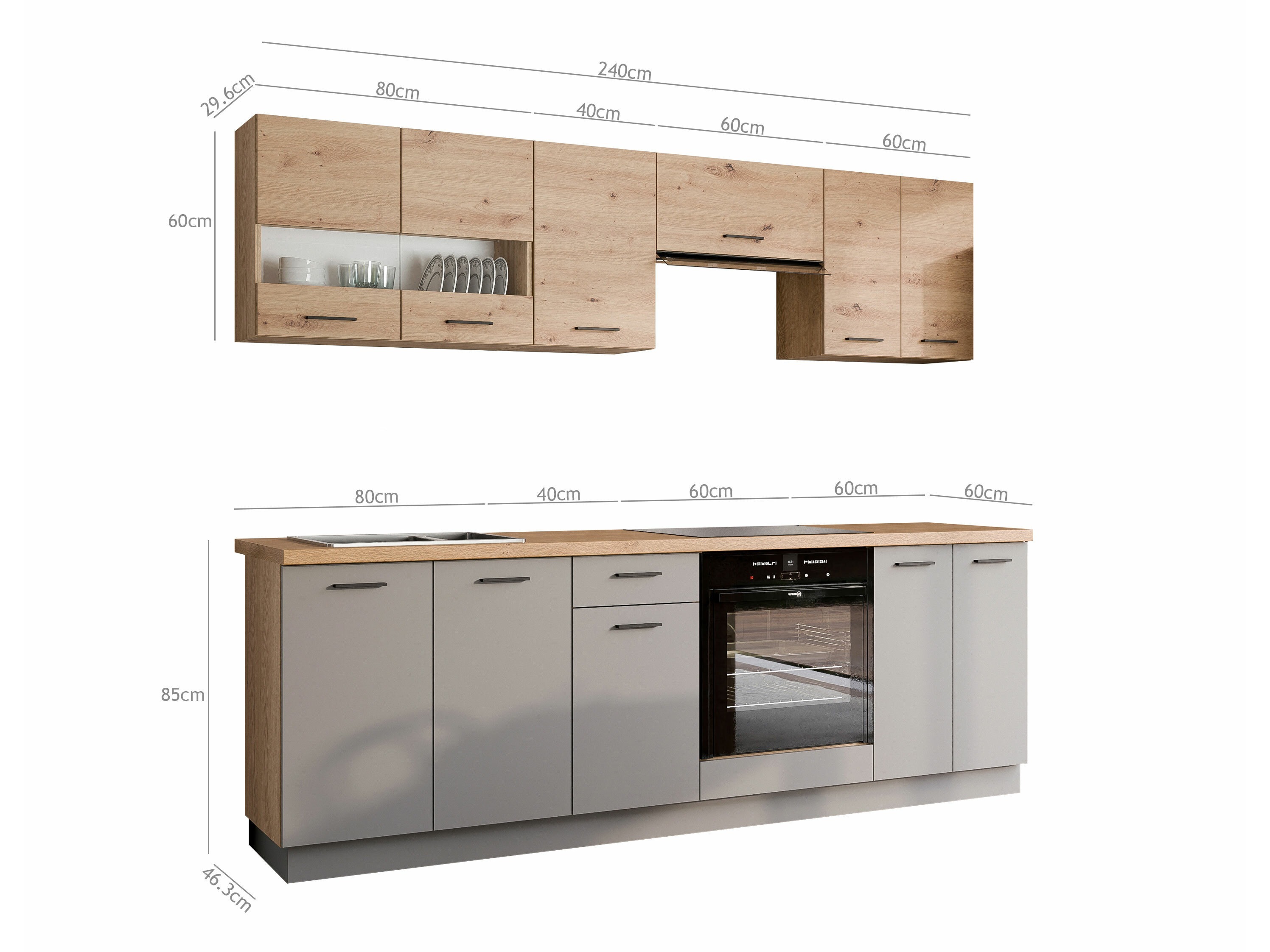 Conjunto de cozinha modular Ati Grey Artisan 100