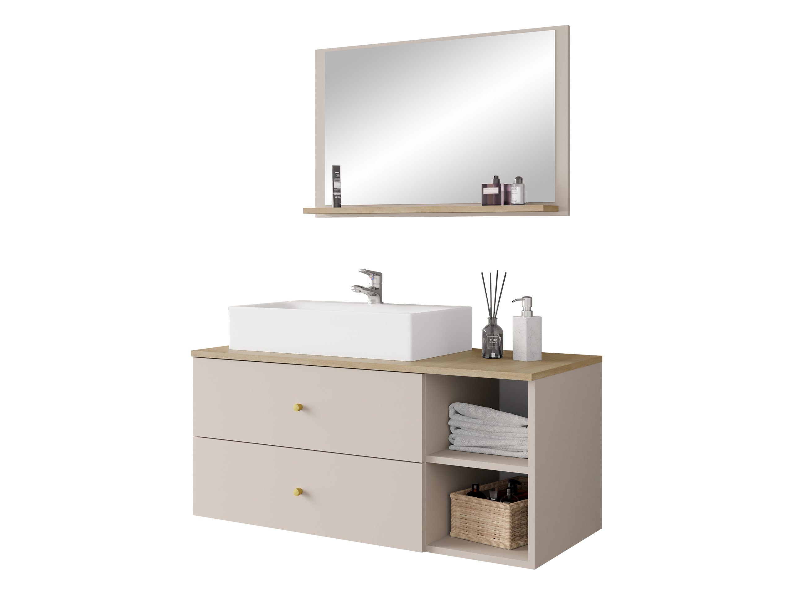 Conjunto para casa de banho Ophruvi 100 (Castanho claro)