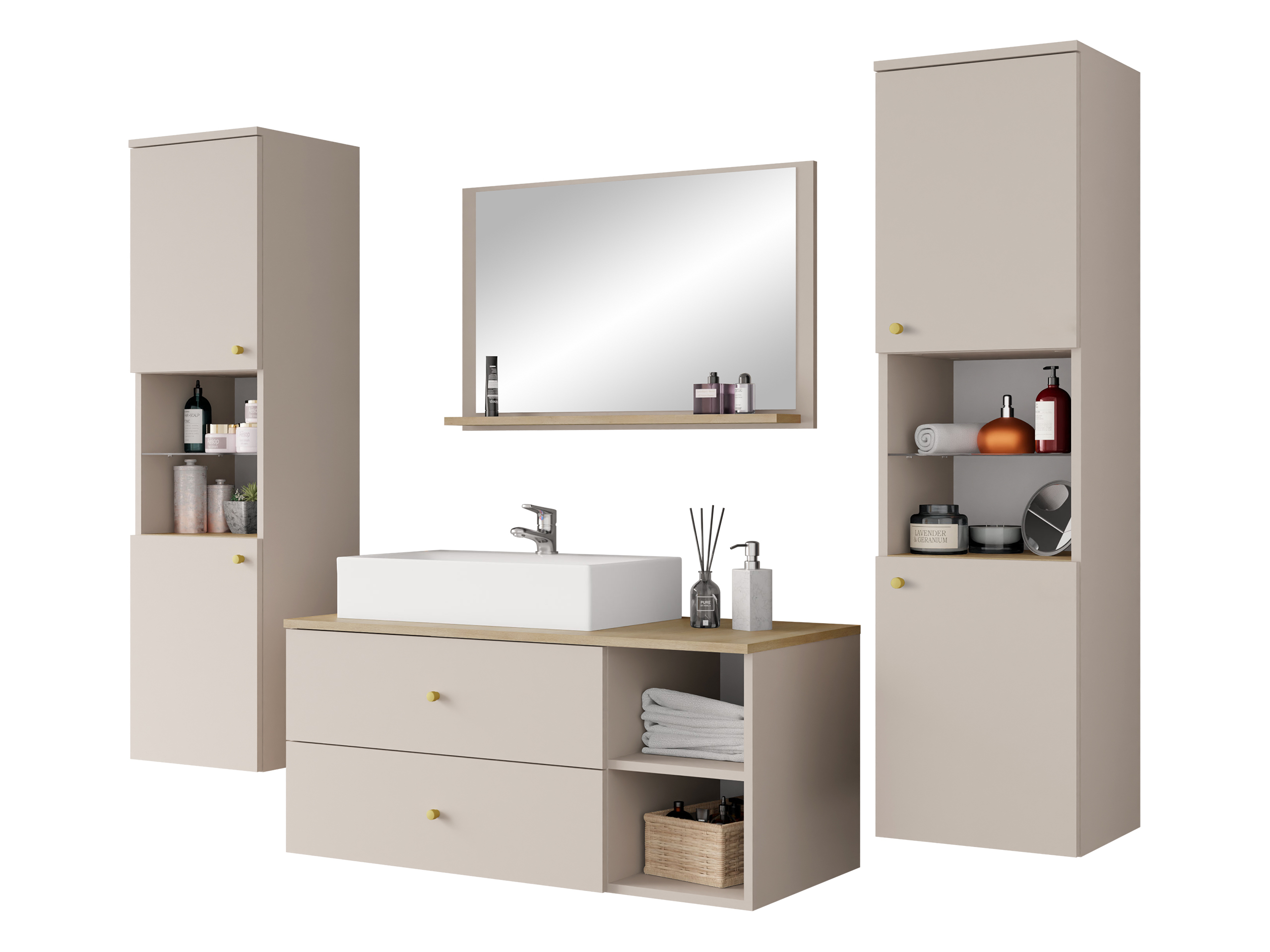 Conjunto para casa de banho Ophruvi 102 (Castanho claro)