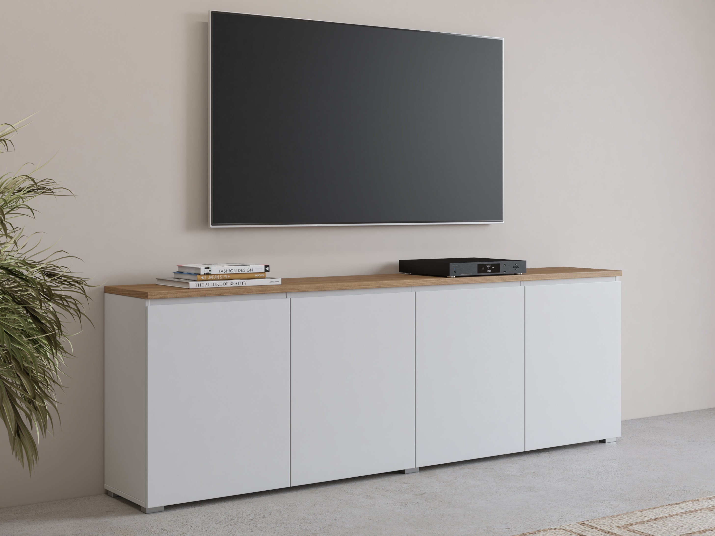 Aparador Baletu 105 (Branco + Carvalho)