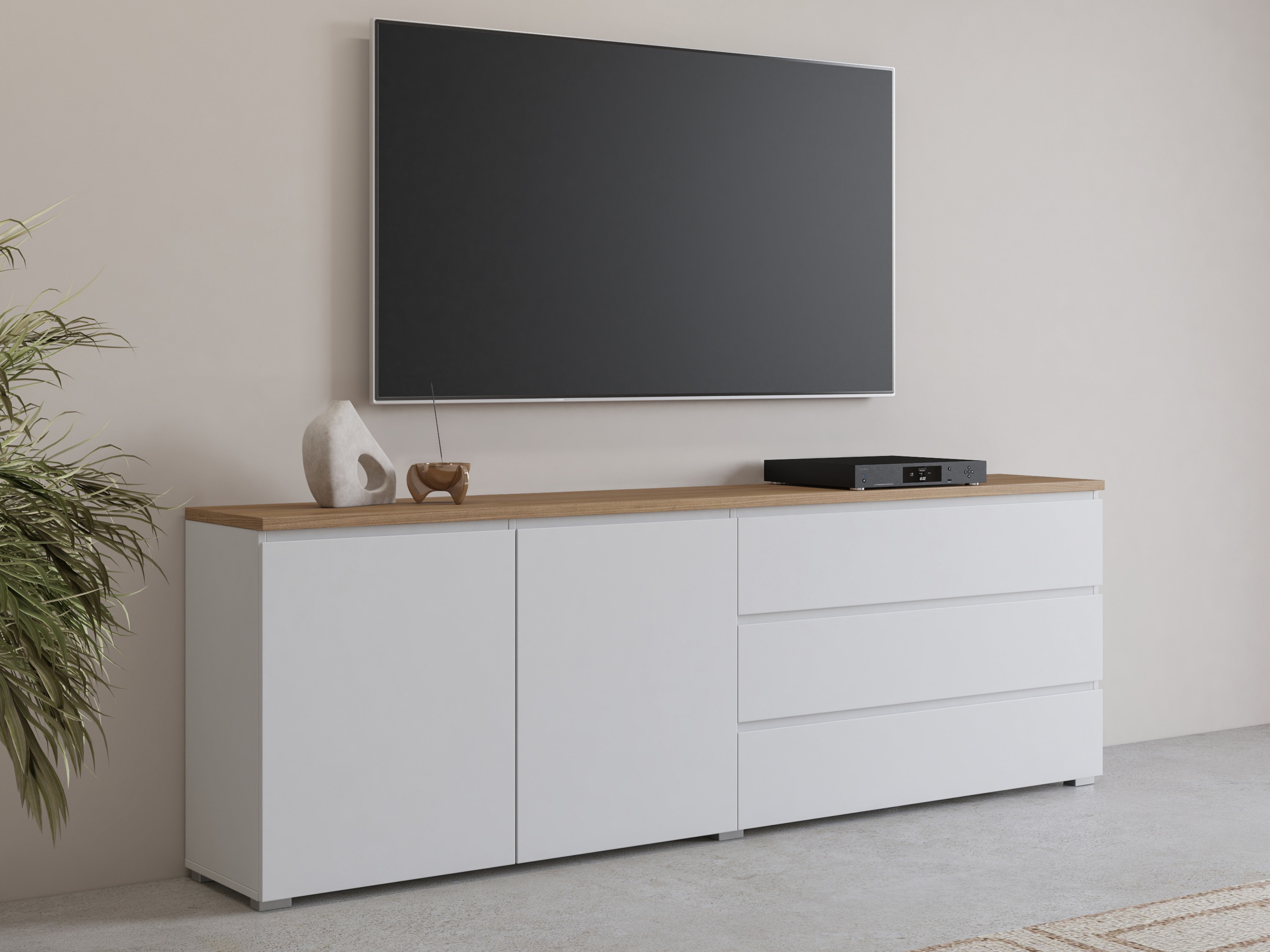 Cómoda Baletu 107 (Branco + Carvalho)