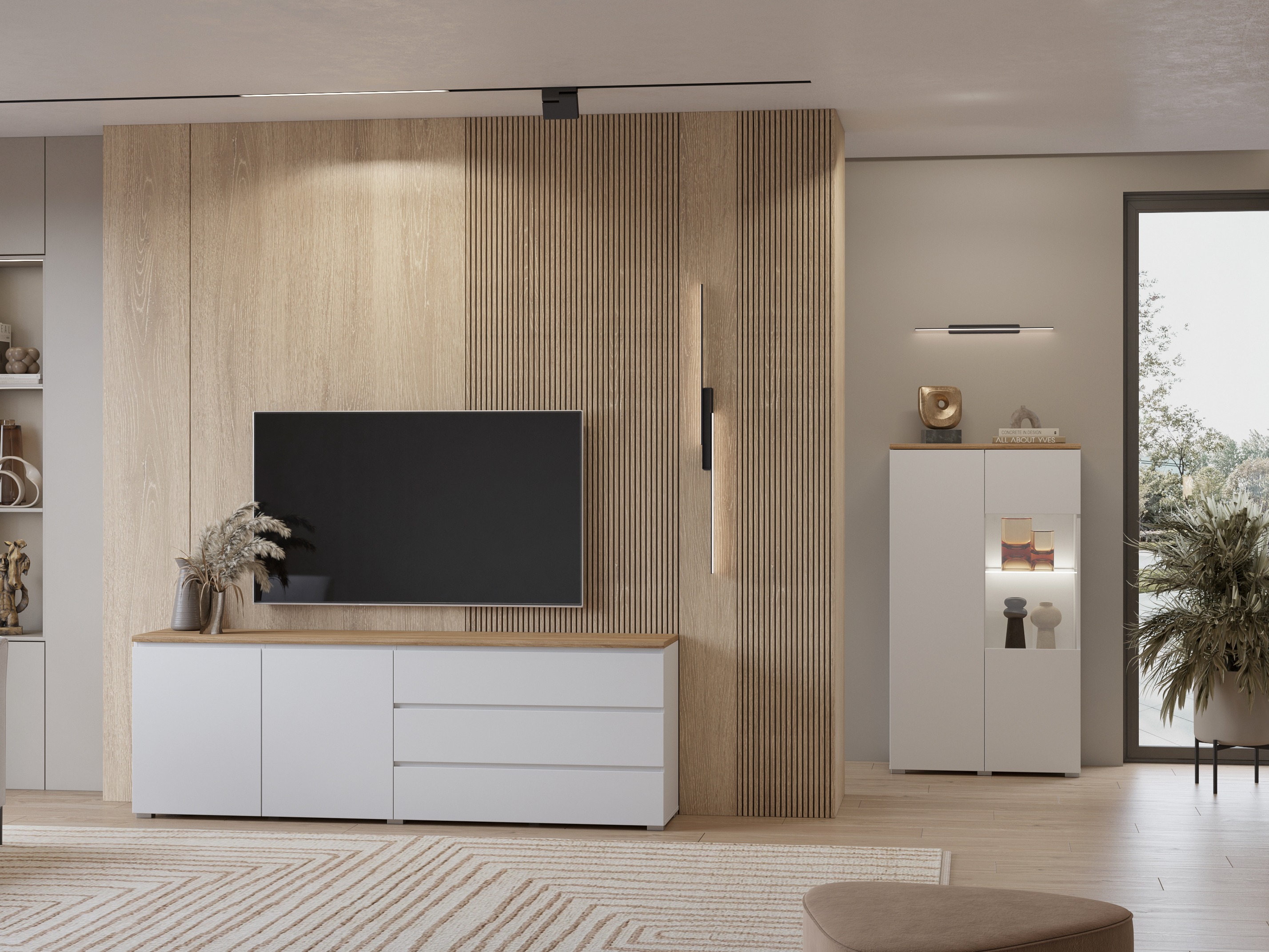 Cómoda Baletu 107 (Branco + Carvalho)