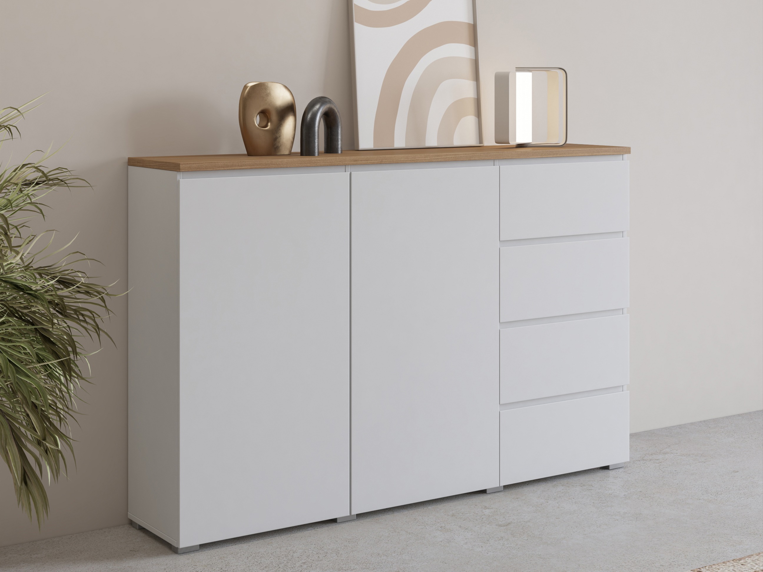 Cómoda Baletu 109 (Branco + Carvalho)