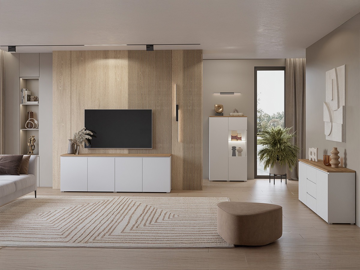 Estante Baletu 108 (Branco + Carvalho)