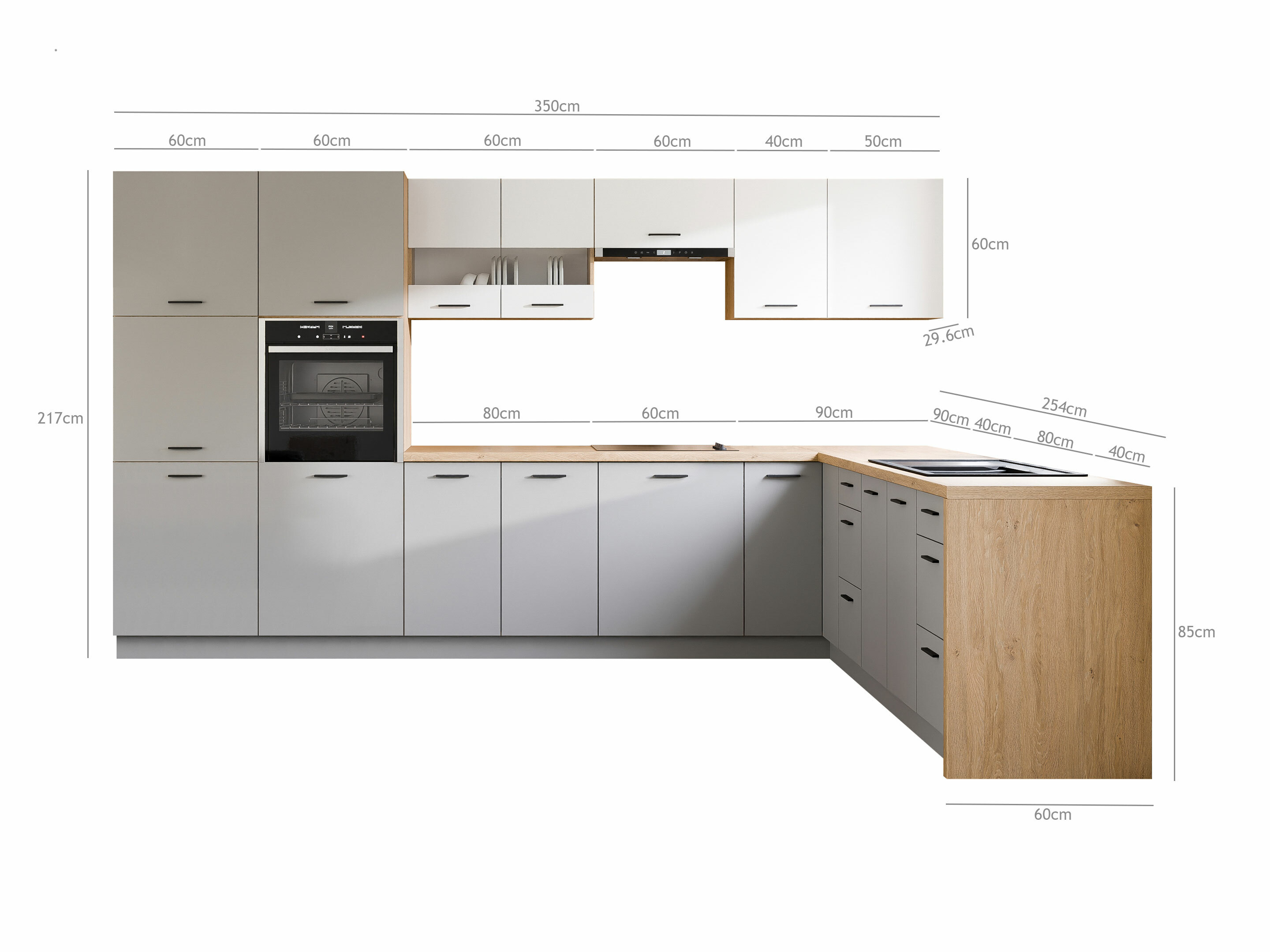 Conjunto de cozinha modular Ati White Grey 118