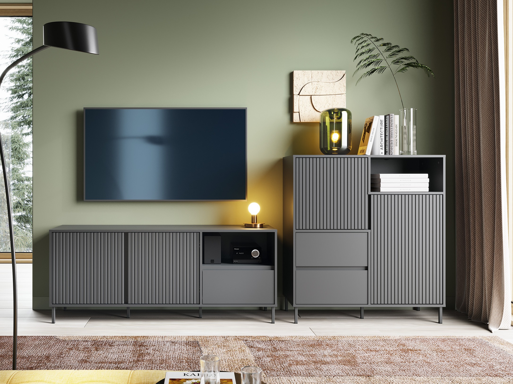 Conjunto para sala de estar Ruvrevi 106 (Antracite)