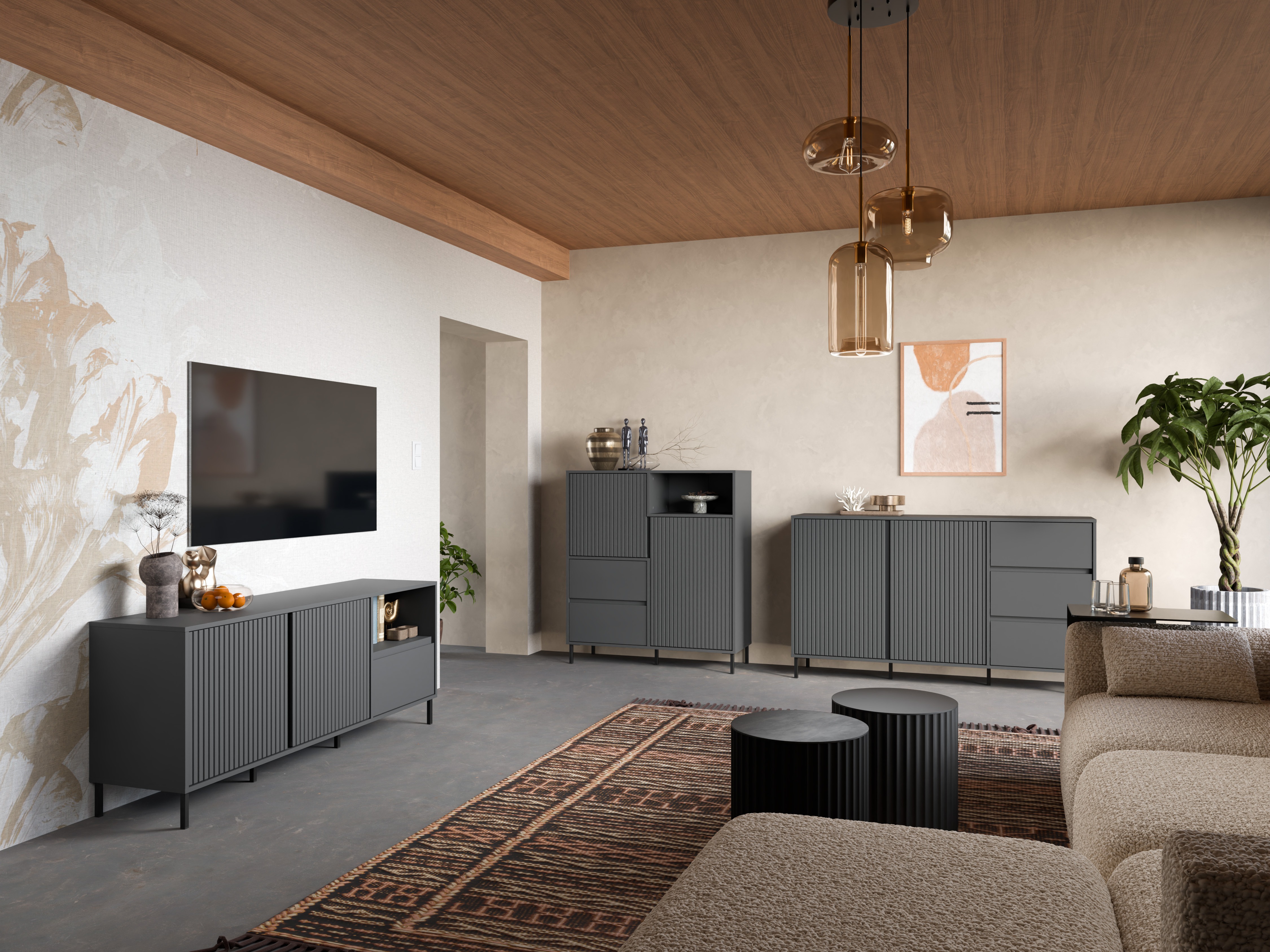 Conjunto para sala de estar Ruvrevi 106 (Antracite)