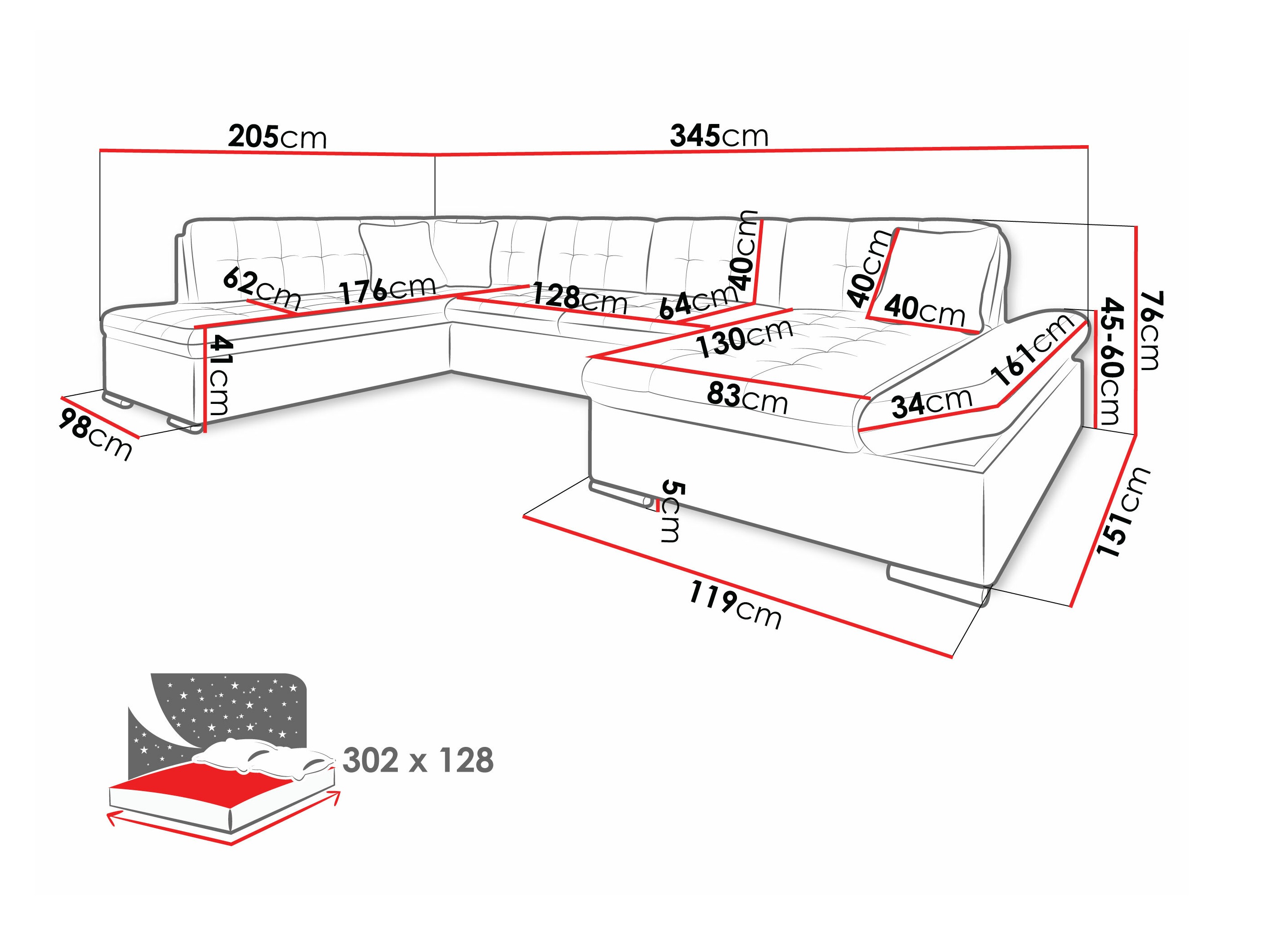 Sofá de canto Comfivo 149 (Manila 16 + Manila 18)
