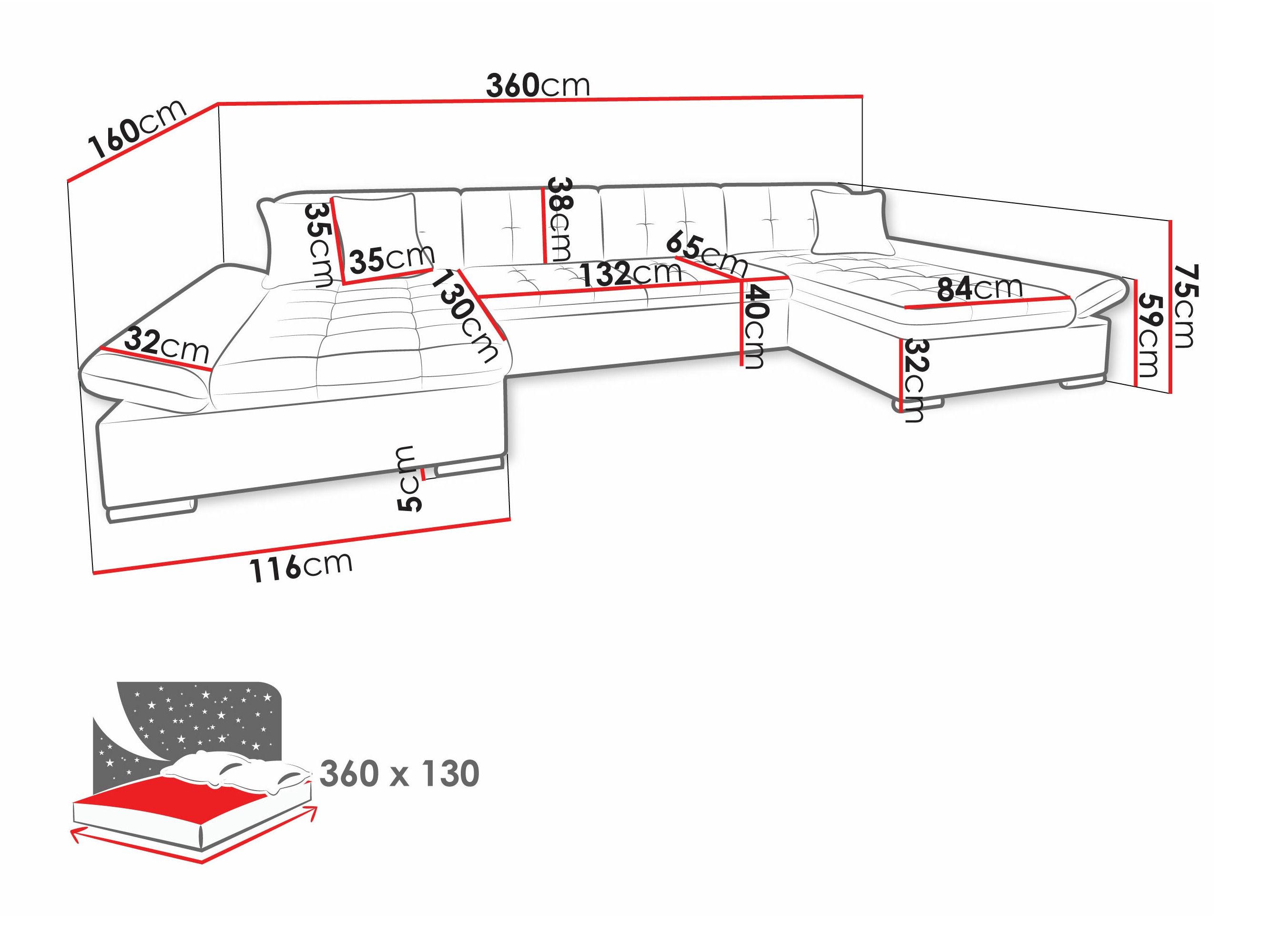 Sofá de canto Comfivo Ficus II (Miu 2058 + Miu 2059)