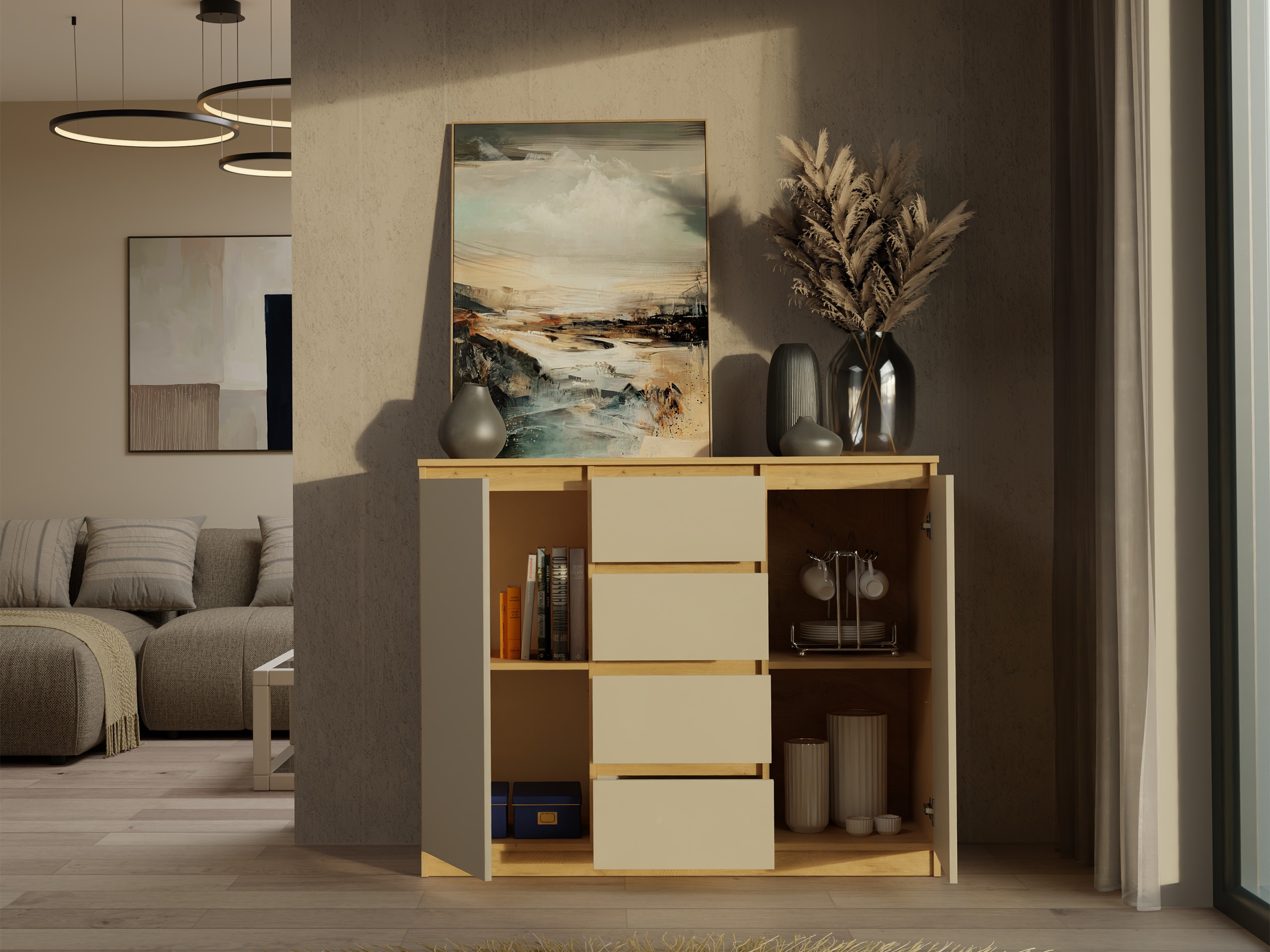 Cómoda Elbvelu 113 (Carvalho Artisan + Caxemira)