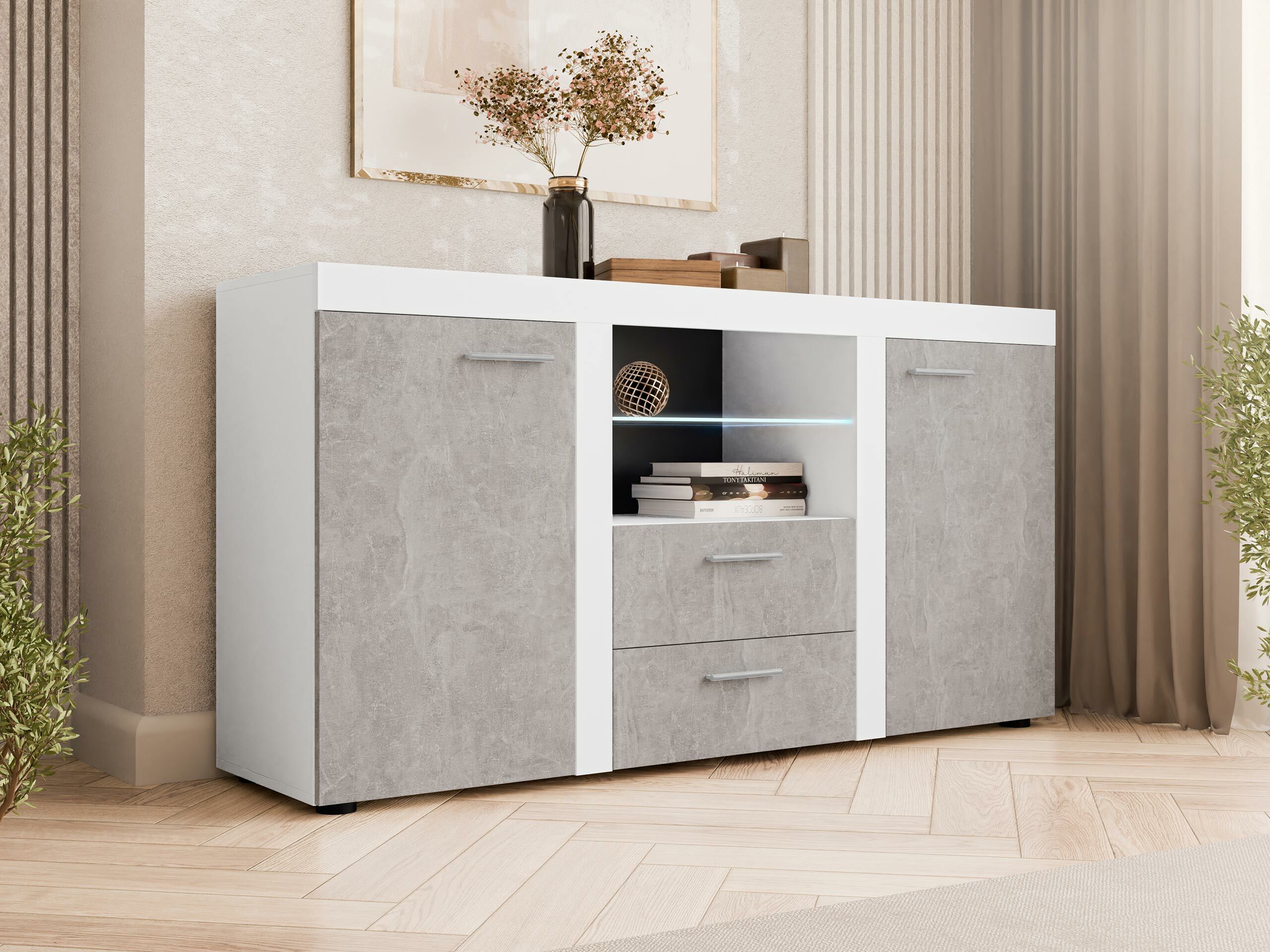 Cómoda Tucson 104 (Branco + Cimento)