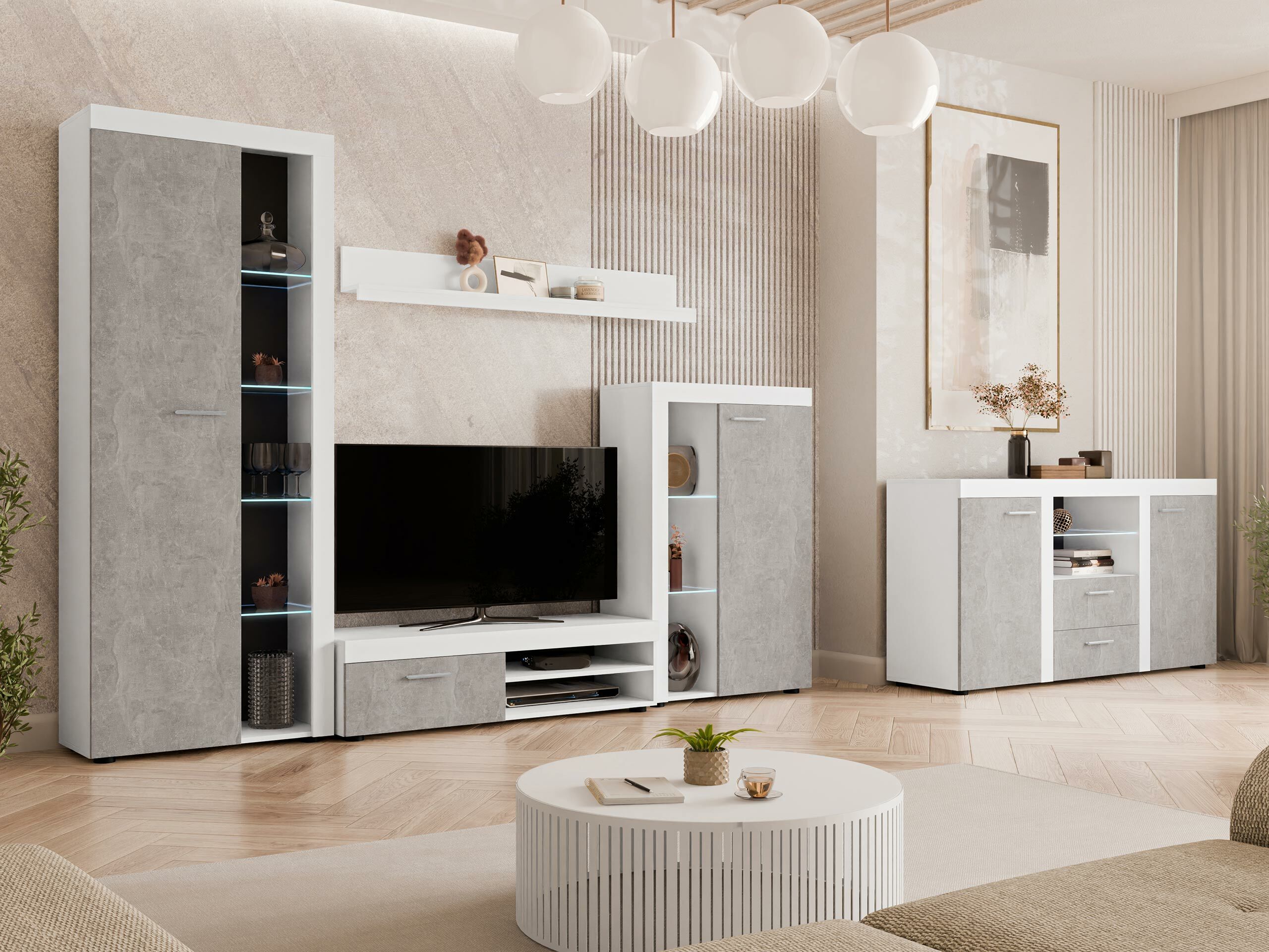 Cómoda Tucson 104 (Branco + Cimento)