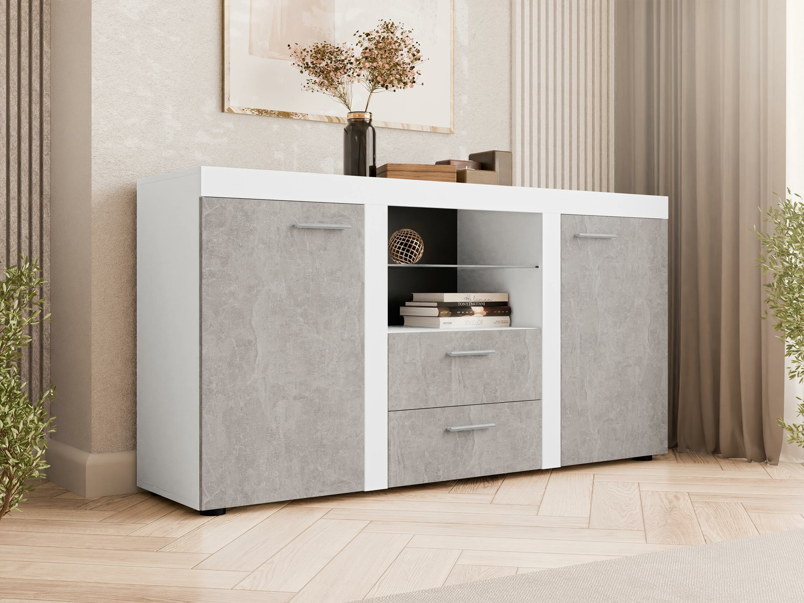Cómoda Univio (Branco + Cimento)