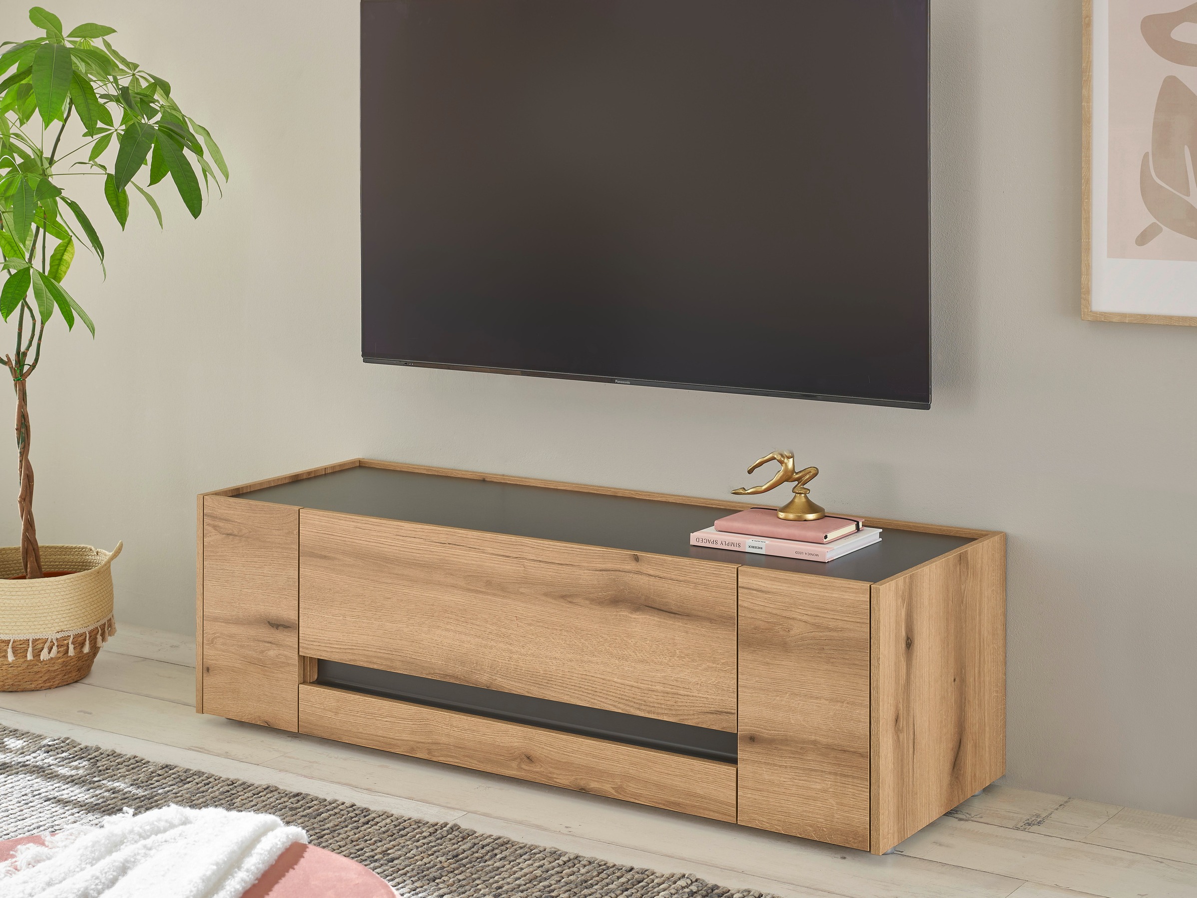 Móvel de TV Elbsori 114 (Carvalho + Antracite)