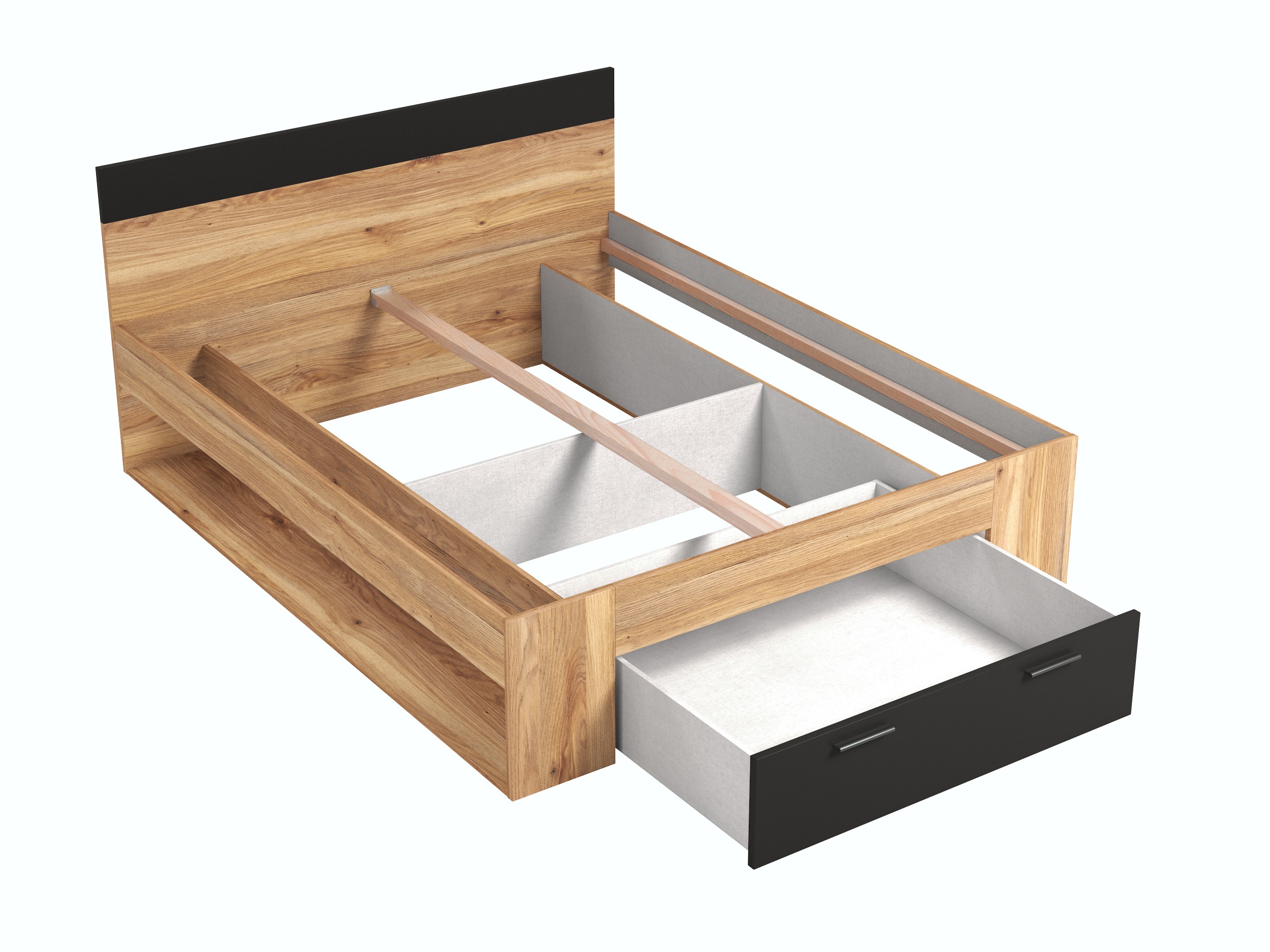 Cama Melvele 108 (Carvalho + Preto)