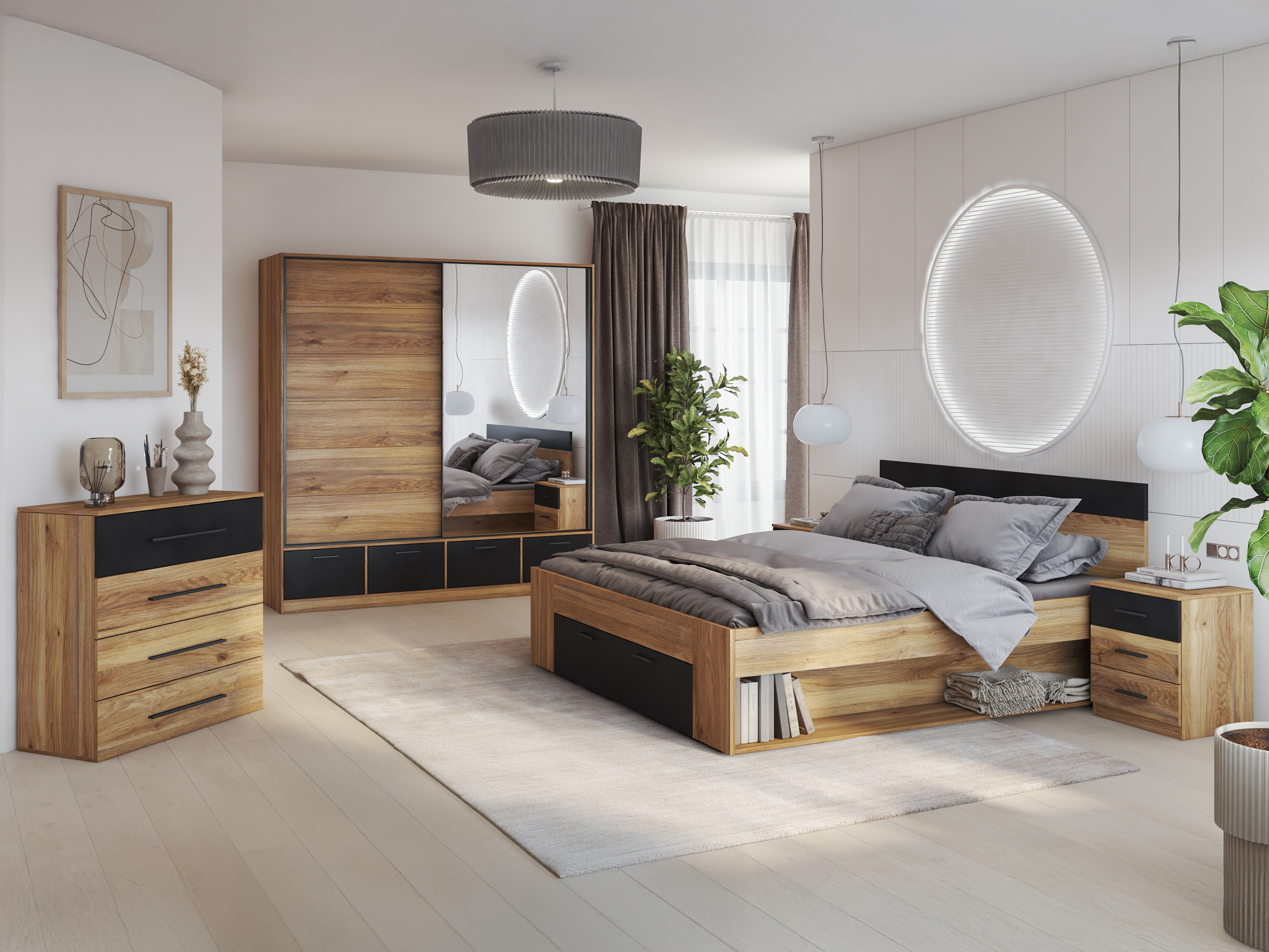Cama Melvele 108 (Carvalho + Preto)