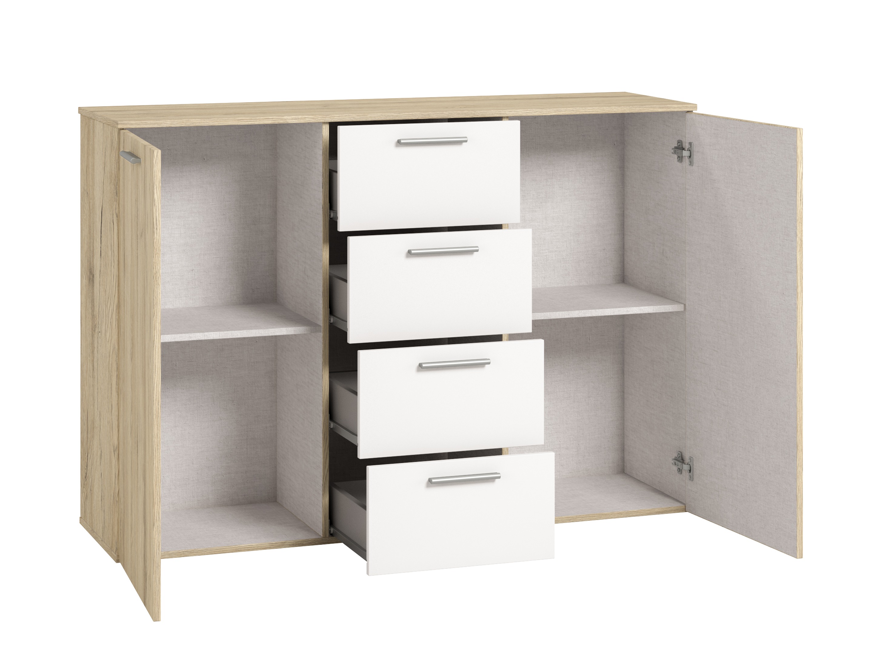 Cómoda Melvele 101 (Carvalho de san remo + Branco)